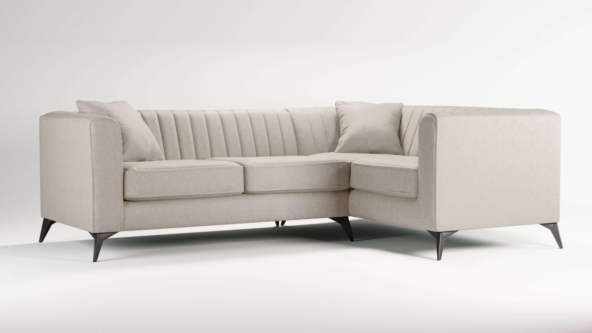 PLACES OF STYLE Ecksofa »MATTHEW L-Form ideal für kleine Räume, Masse B/T/H:  240/167/74 cm« elegantes Designsofa, Steppung im Rücken, incl. Zierkissen