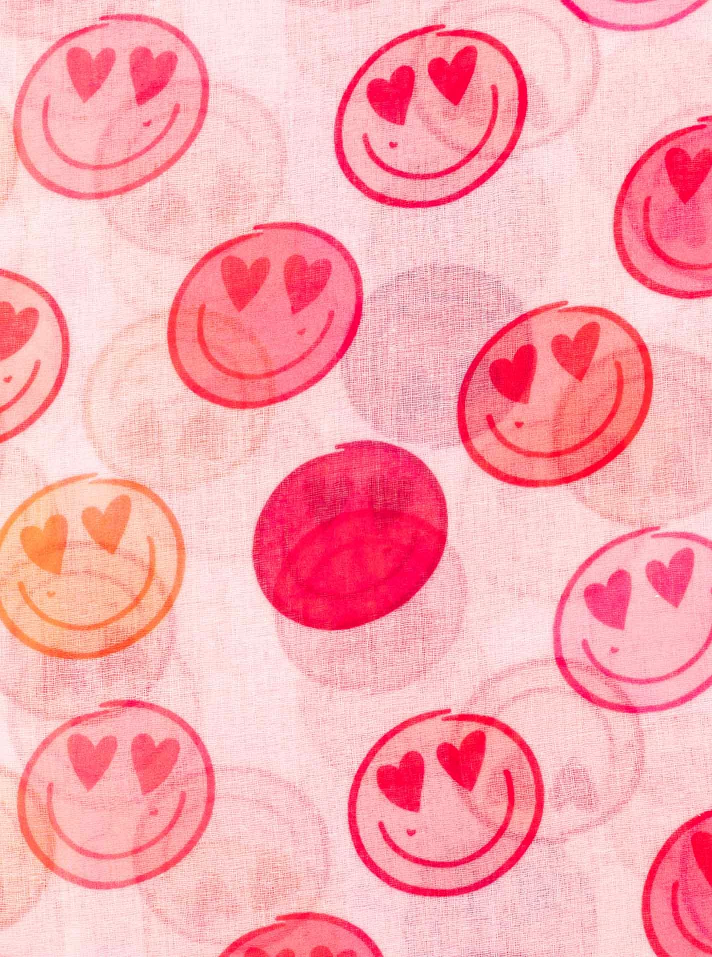 Image of Zwillingsherz Schal ""Smiles"" transparenter Look, fröhliche Gesichter