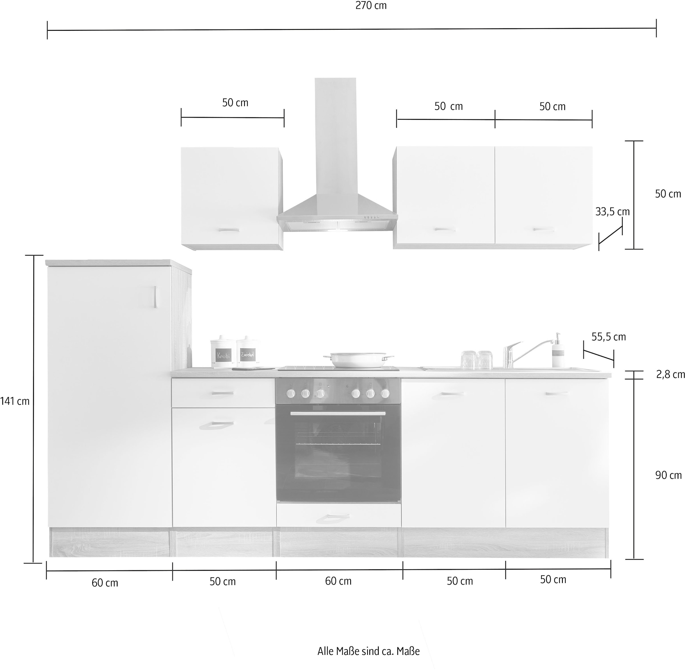 BASIC by Balculina Kitchenette »Andy« Largeur 270 cm, avec appareils électriques en option