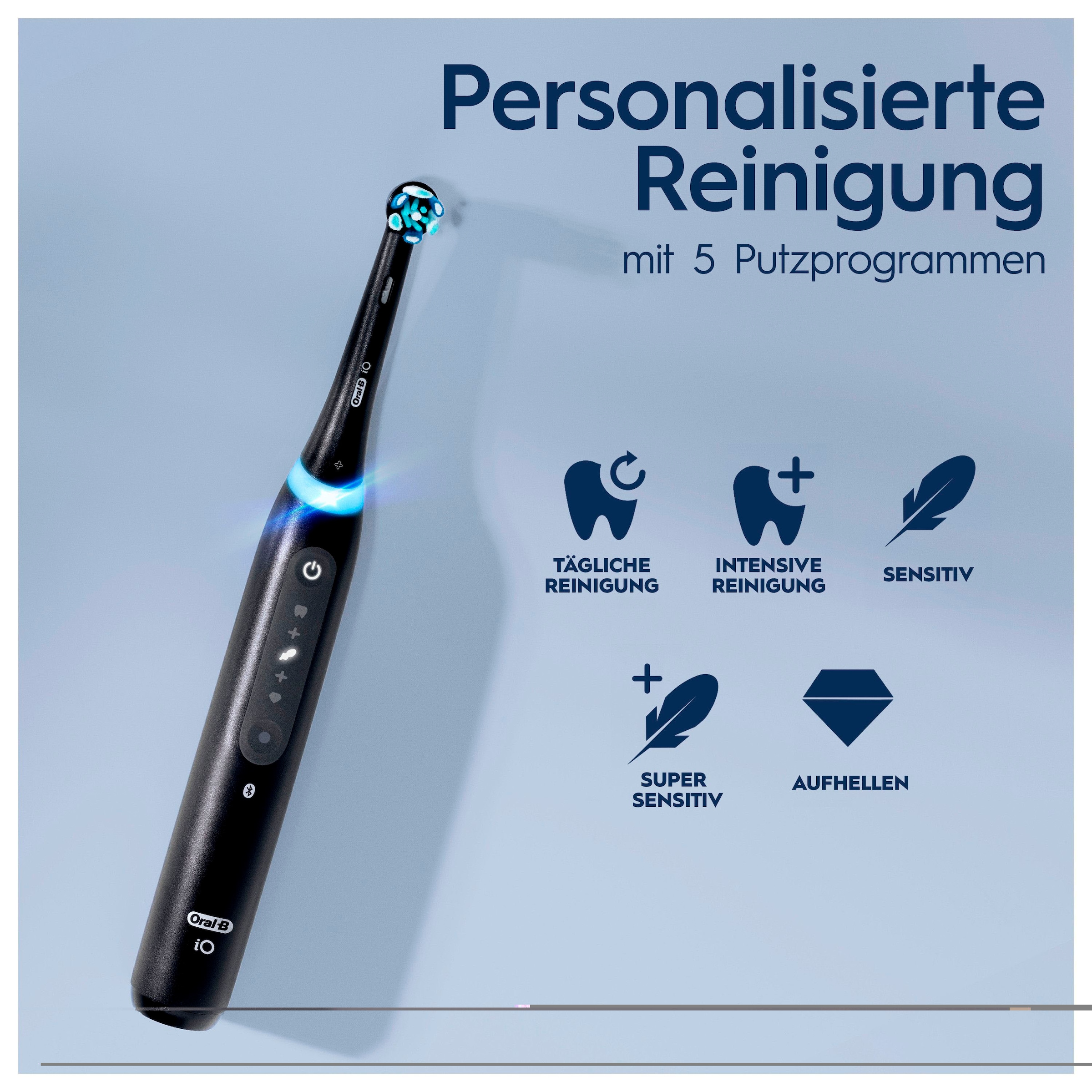 Oral-B Elektrische Zahnbürste »iO 5 Duopack«, 2 St. Aufsteckbürsten, mit Magnet-Technologie, LED-Anzeige, 5 Putzmodi, Reiseetui