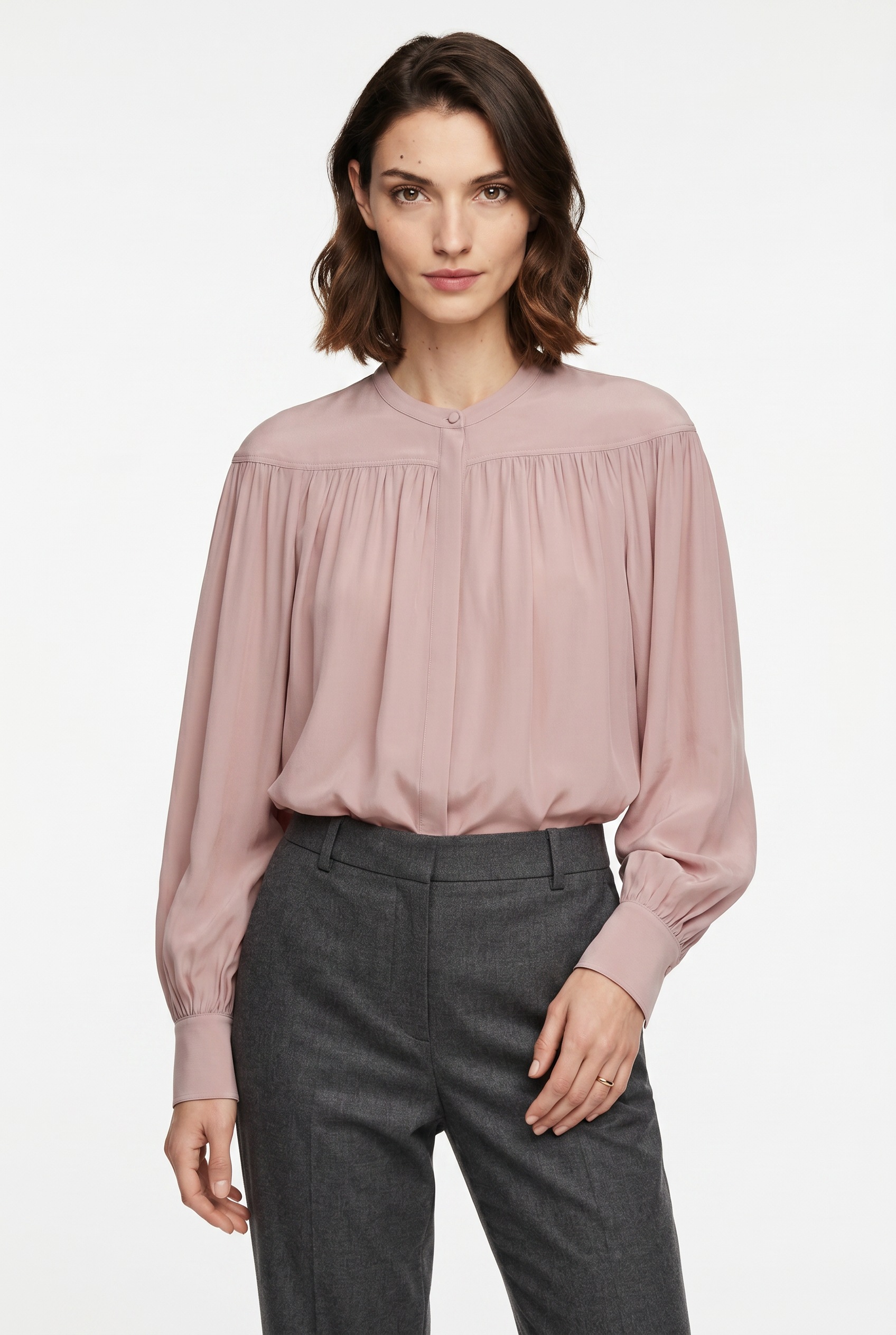 Image of BOSS ORANGE Langarmbluse "Bethena Premium Damenmode" mit verdeckter Knopfleiste, Relaxed Fit