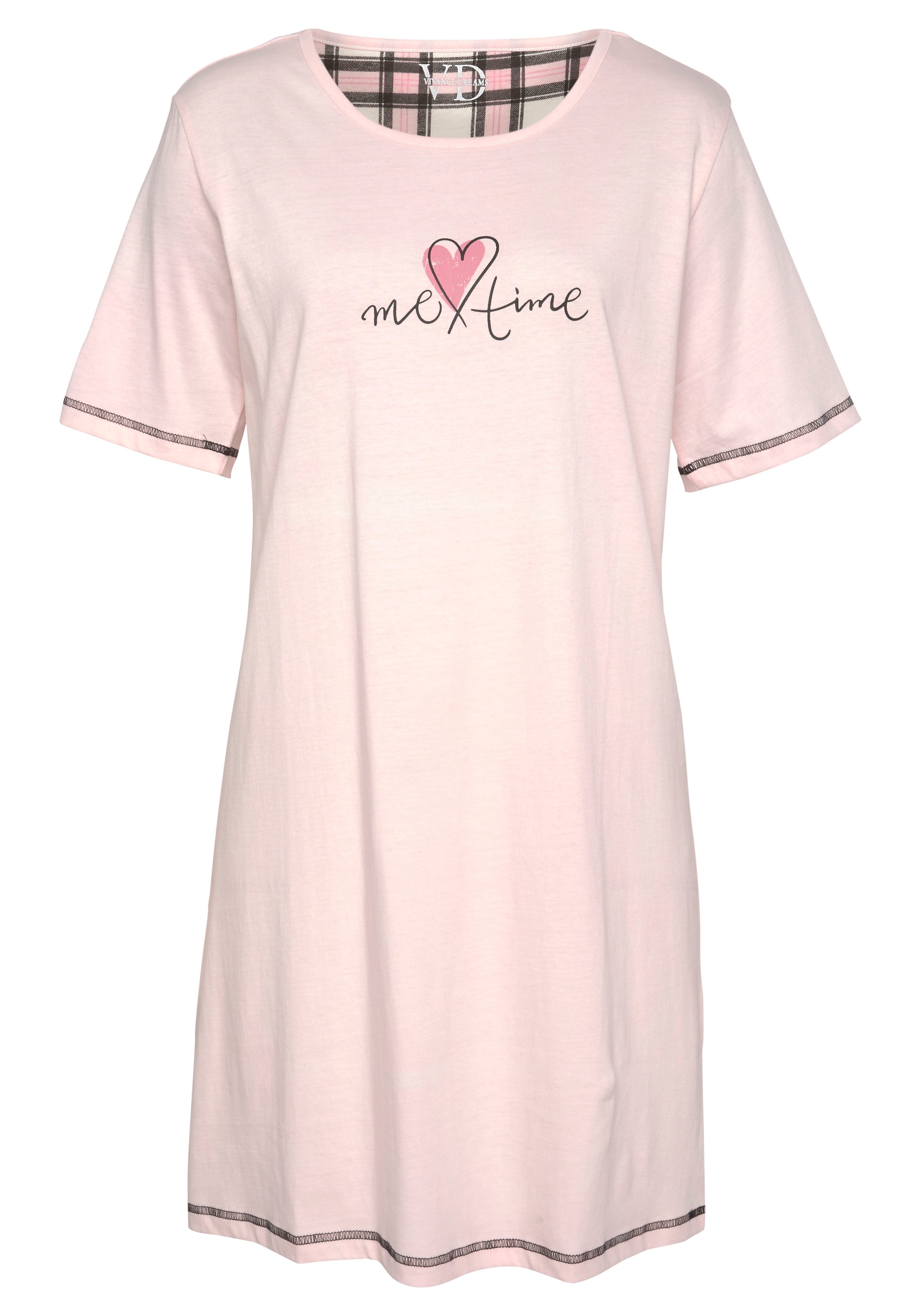 Vivance Dreams Sleepshirt, (Packung, 2 Stück), im Doppelpack mit Karomuster