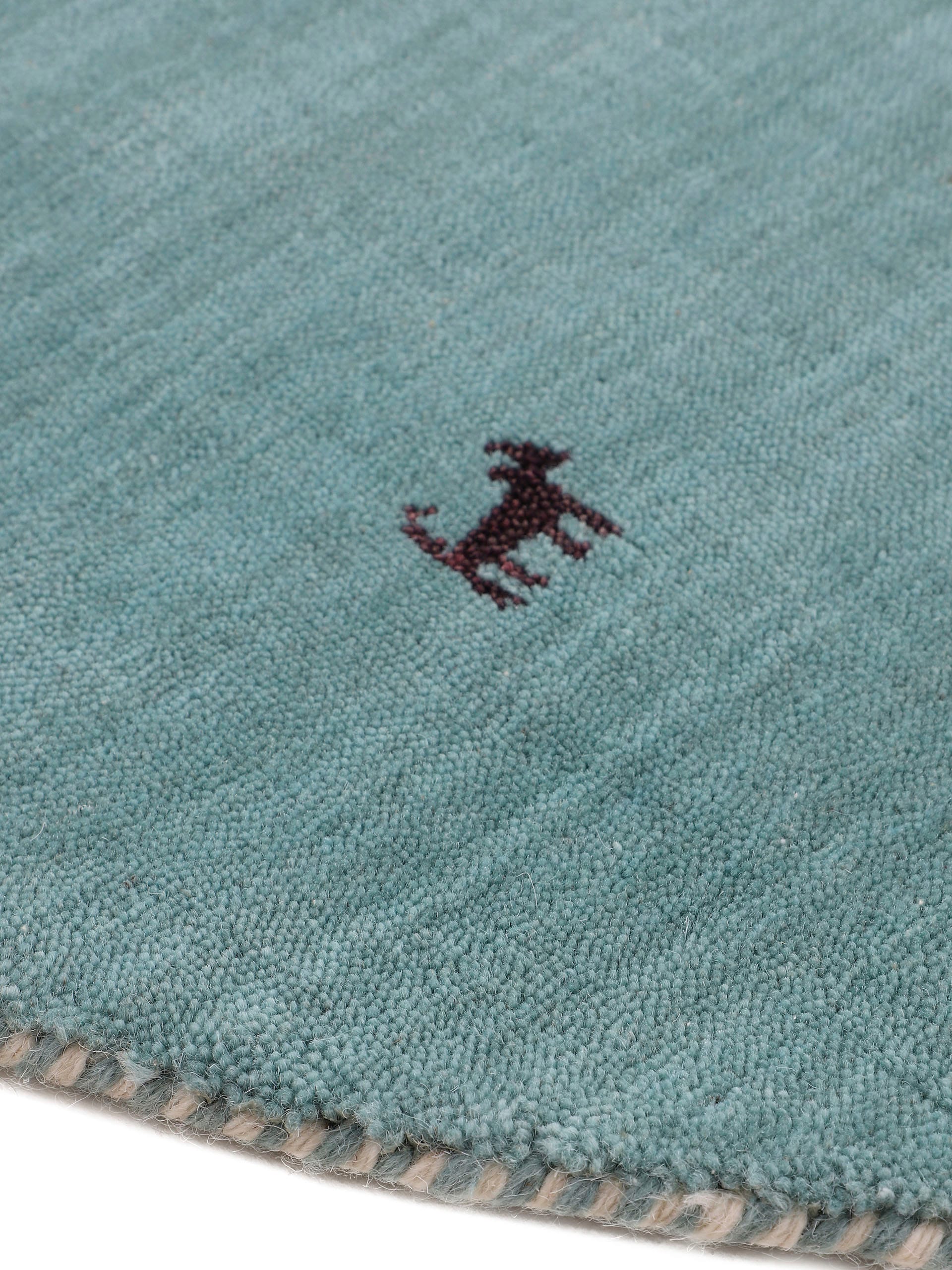 carpetfine Wollteppich »Gabbeh Uni«, rund, 15 mm Höhe, reine Wolle handgewebt, Gabbeh Tiermotiv warmes Raumklima viele Grössen
