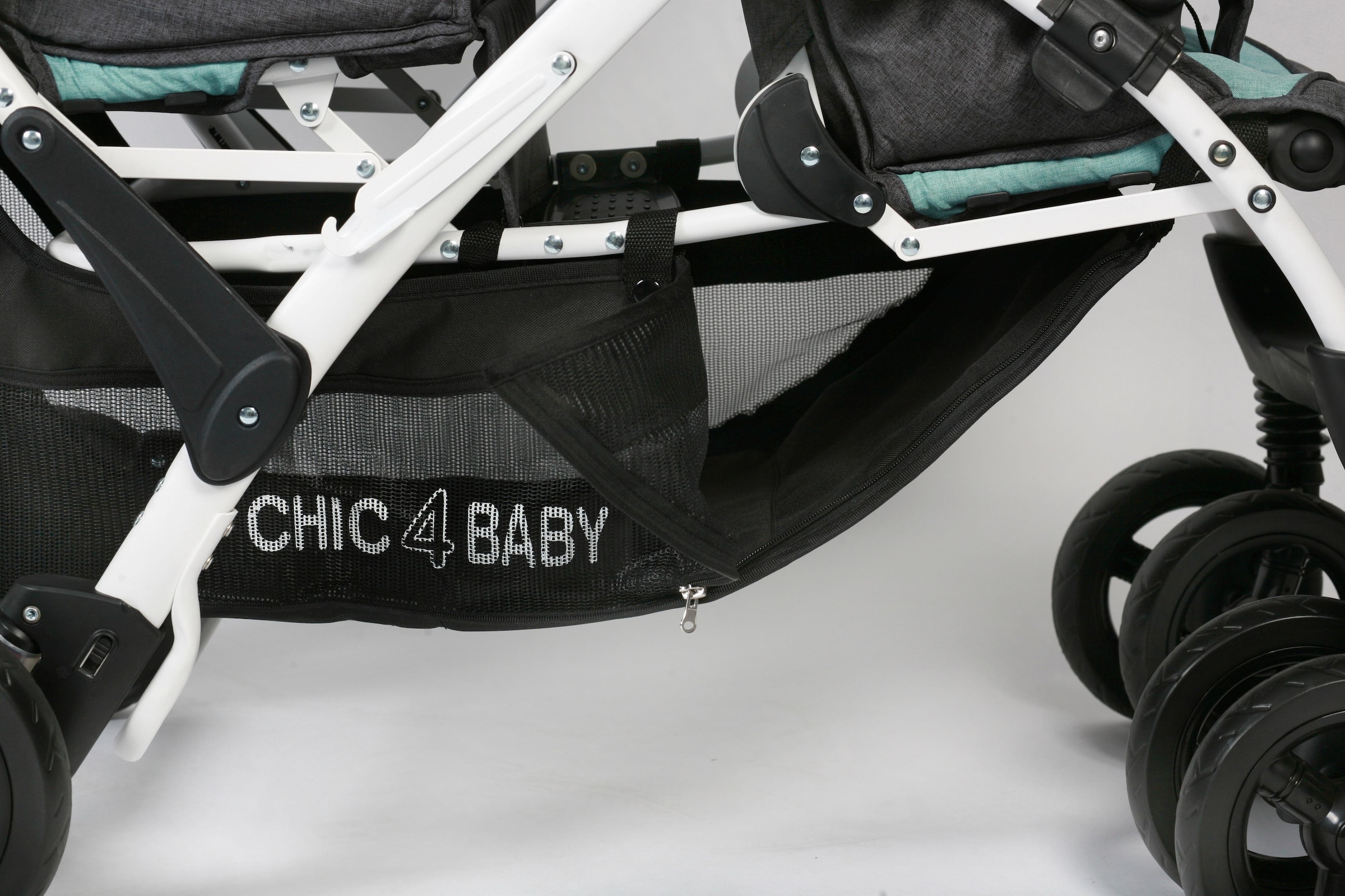 CHIC4BABY Geschwisterwagen »Duo, melange mint«, mit feststellbaren Doppelschwenk-Vorderrädern