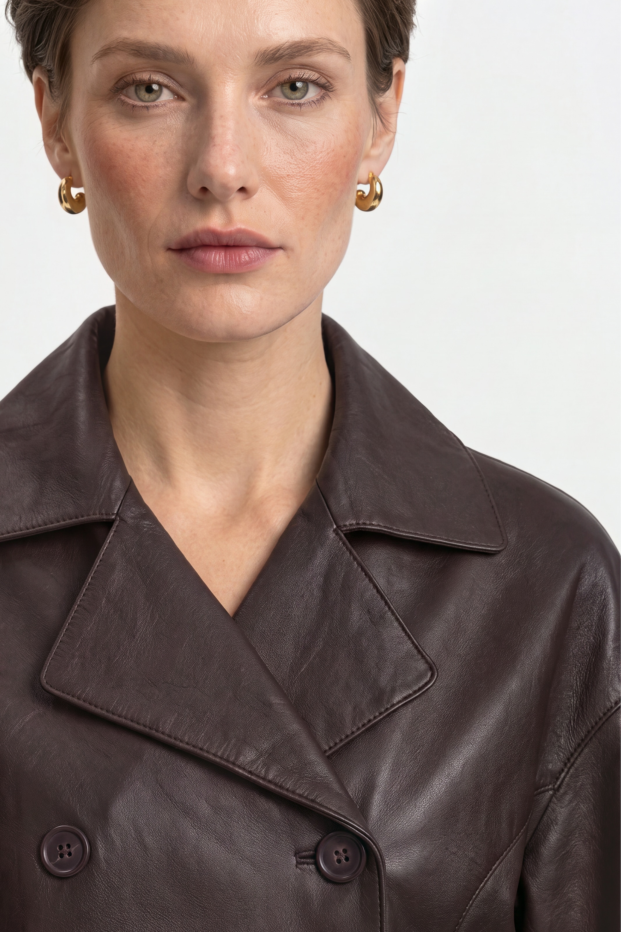 RICHROYAL Veste en cuir sans capuche Regular fit mit Reverskragen