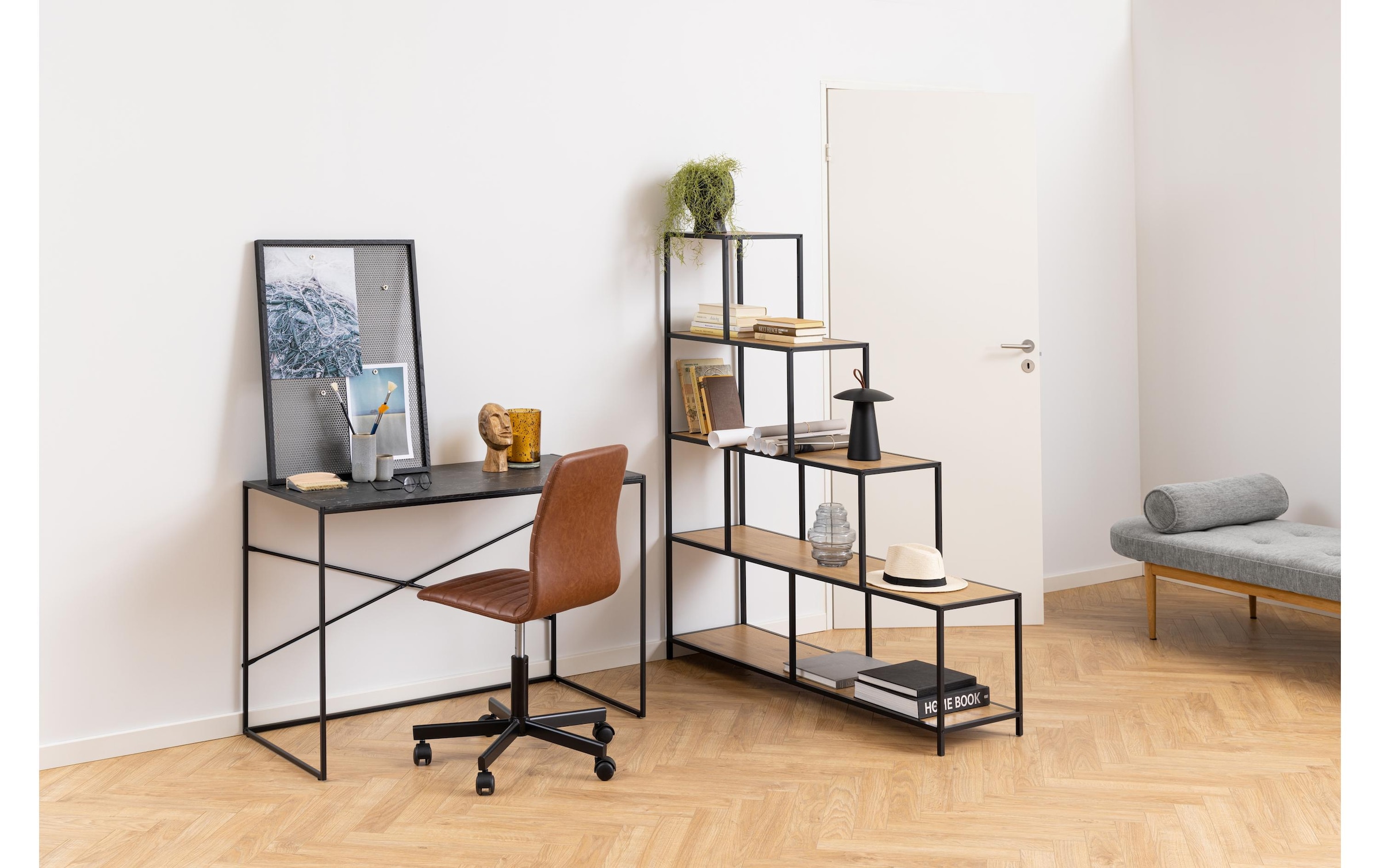 AC Design Regal »Seaford 135 x 35 x 150 cm, Nature/Schwarz«