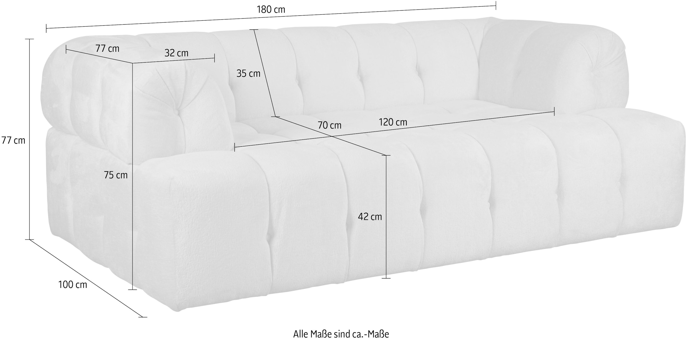 Home affaire 2-Sitzer »APERIRE Design-Sofa, moderne Steppung, Breite 180 cm« mit Wellenunterfederung, gemütlich und modern, komfortables Sitzgefühl