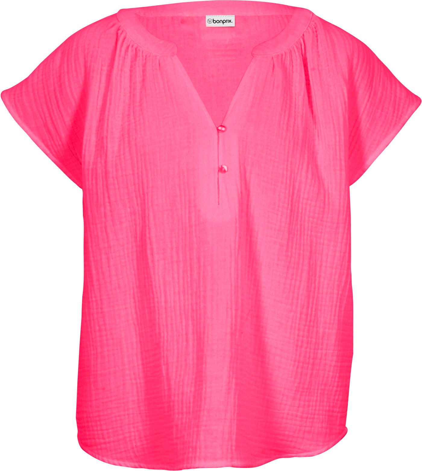 bonprix Chemisier à chemise »Musselin-Blusentop aus reiner Baumwolle« Oversize-Passform, mit V-Ausschnitt, aus Baumwolle