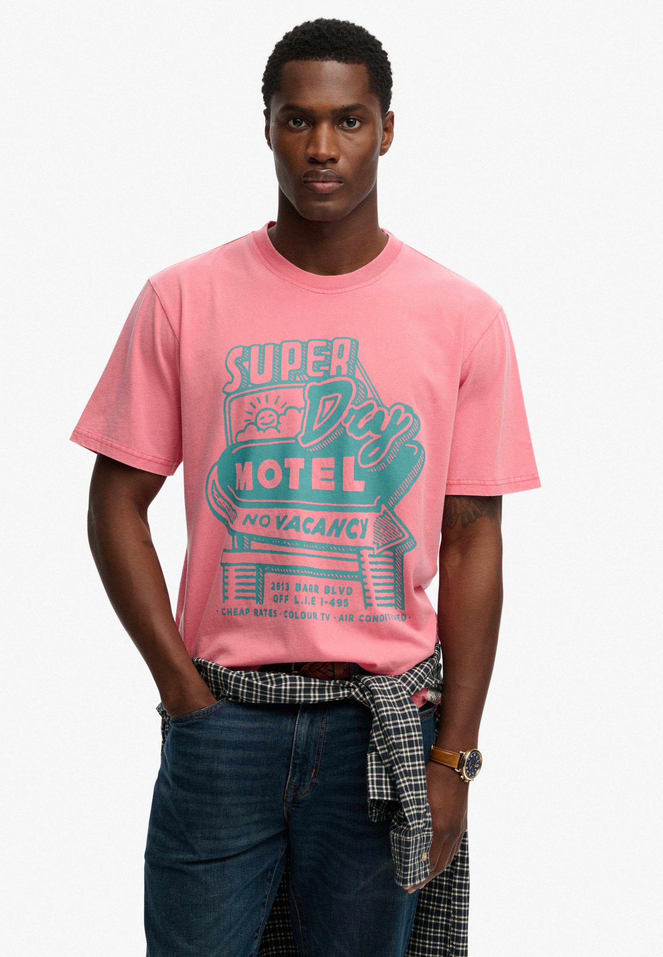 Superdry Rundhalsshirt »ROADSIDE TRADE LOOSE TEE« Loose Fit, aus Baumwolle und Single Jersey, mit Druck, pflegeleicht