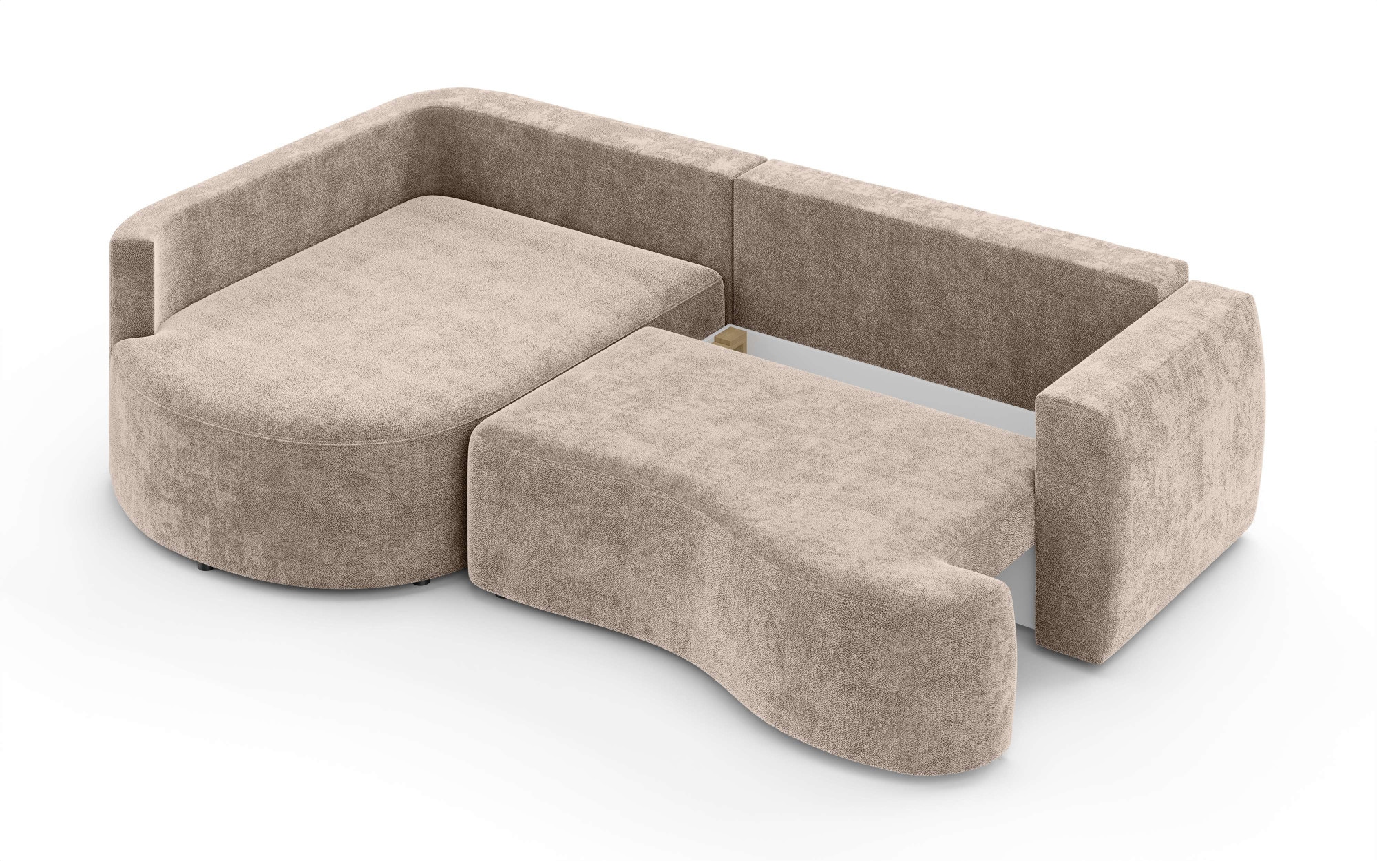 INOSIGN Ecksofa »Kahekili, Schlafsofa mit Bettkasten, Masse B/T/H: 255/181/90/ cm«, L-Form mit Wellenunterfederung, 7 Rückenkissen und 2 Zierkissen