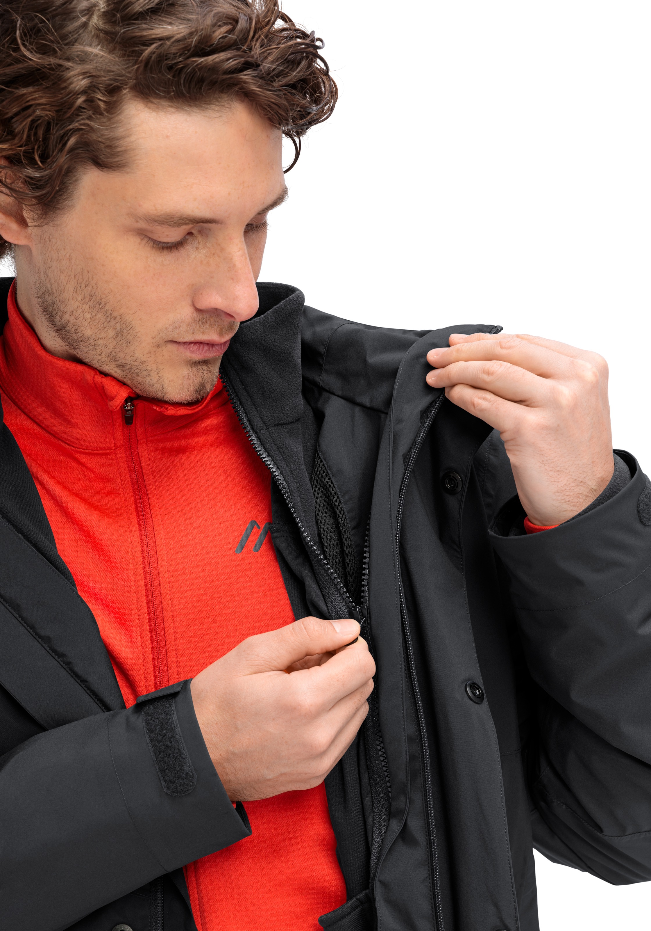 Maier Sports Veste de pluie »Metor 3in1 M« warme Herren Jacke mit Kapuze, Winterjacke wasserdicht atmungsaktiv
