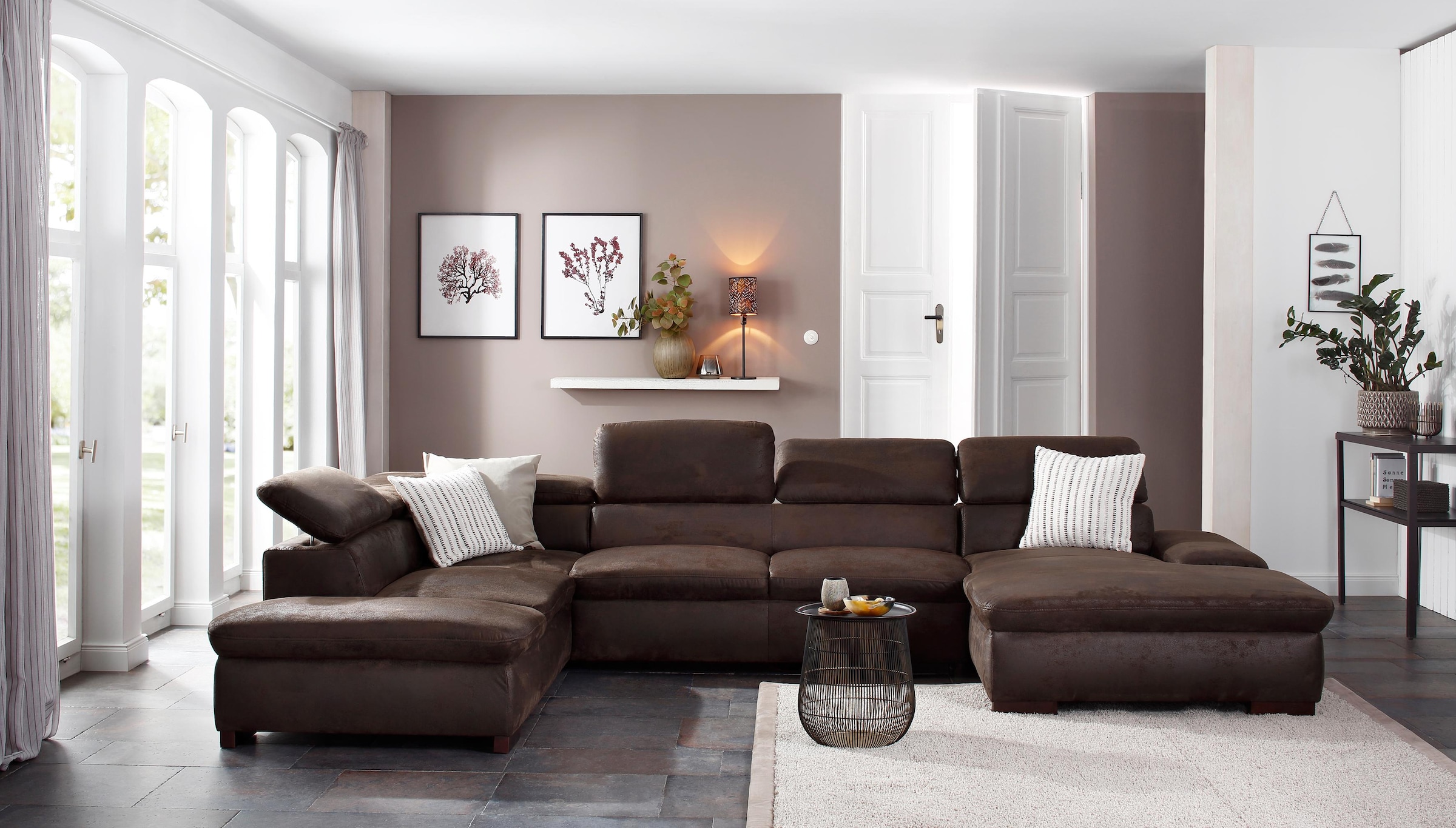 GOODproduct Wohnlandschaft »Alberto U-Form, B: 350 cm, mit Kopfteilverstellung, XXL-Sofa« optional mit Schlaffunktion, Couch mit Lederoption