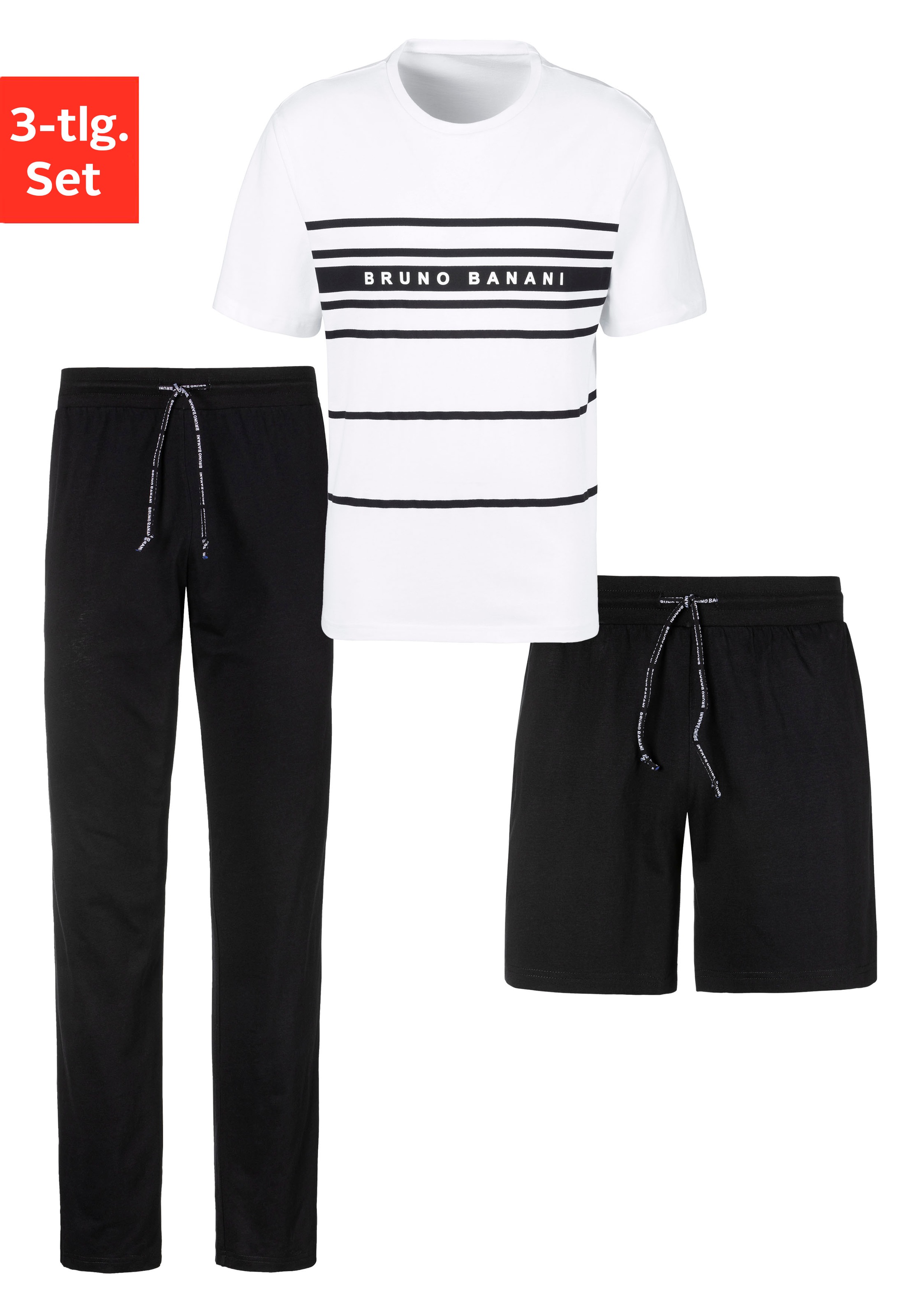 Image of Bruno Banani Pyjama Spar-Set, 3 Shirt mit Shorts und langer Hose