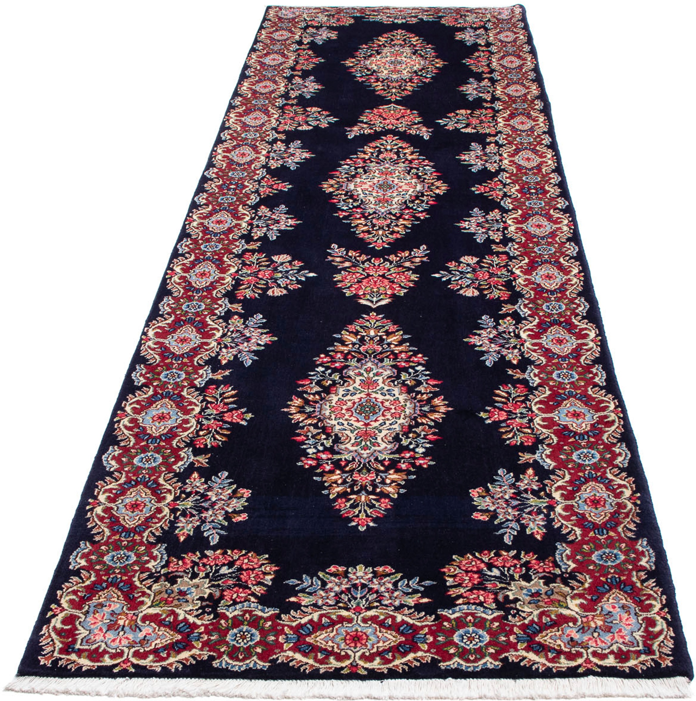 Image of morgenland Orientteppich »Perser - Royal - 370 x 98 cm - dunkelblau«, rechteckig, 10 mm Höhe, Wohnzimmer, Handgeknüpft, Einzelstück mit Zertifikat bei Ackermann Versand Schweiz