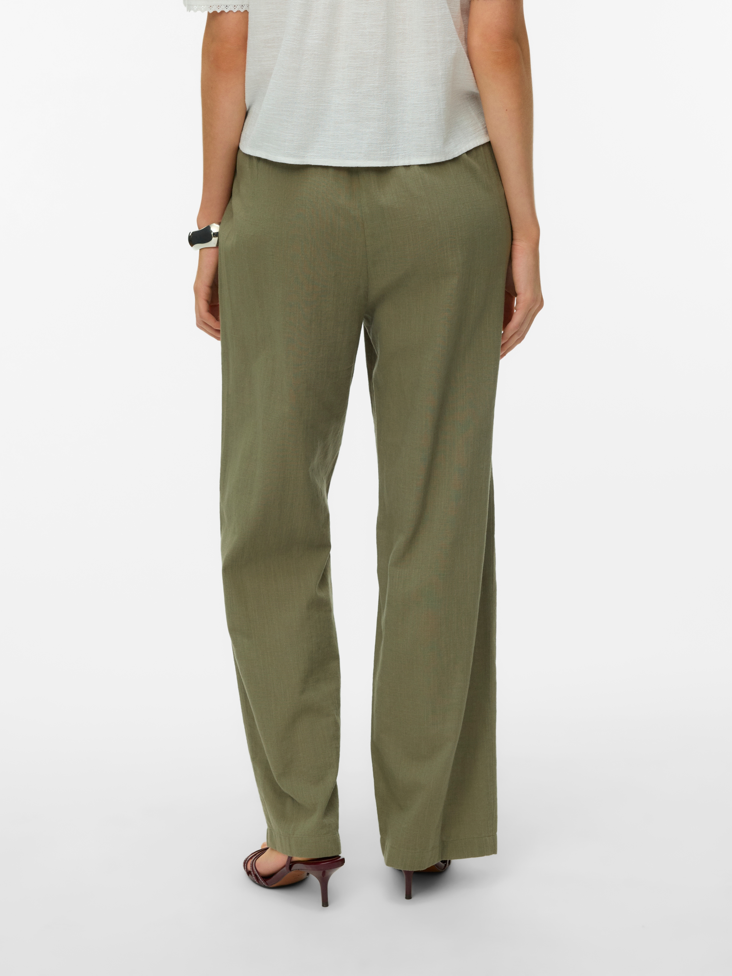 Vero Moda Pantalon à enfiler »VMCAIA MW WIDE PANT WVN NOOS«  mélange de coton, oversize, avec lin