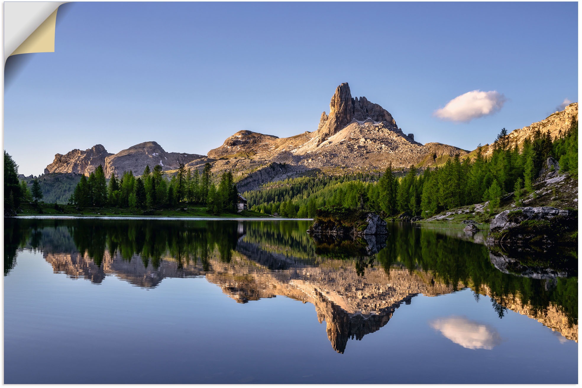 Image of Artland Wandbild »Lago Di Federa in den Dolomiten«, Gewässer, (1 St.), in vielen Grössen & Produktarten - Alubild / Outdoorbild für den Aussenbereich, Leinwandbild, Poster, Wandaufkleber / Wandtattoo auch für Badezimmer geeignet bei Ackermann Versand Schw