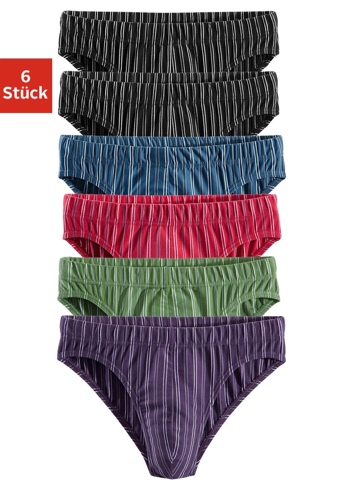 Image of le jogger Slip Packung, 6 Stk. mit garngefärbten Streifen