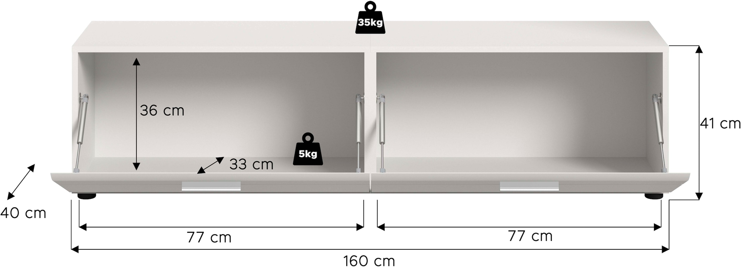 INOSIGN Lowboard »FLORENZ, hochwertige MDF-Front,Rillenfräsung, 2 Klappen« 1 Stk. tlg. Lowboard, TV-Unterschrank, TV-Lowboard