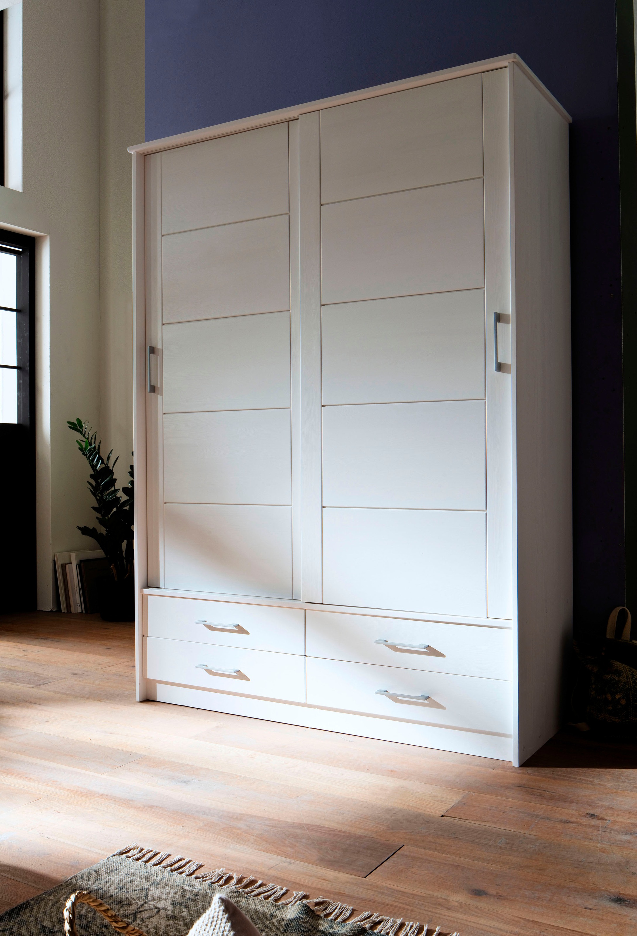 Image of Premium collection by Home affaire Schiebetürenschrank »Progress«, aus massivem Fichtenholz, mit praktischer Funktionalität, Breite 145 cm bei Ackermann Versand Schweiz