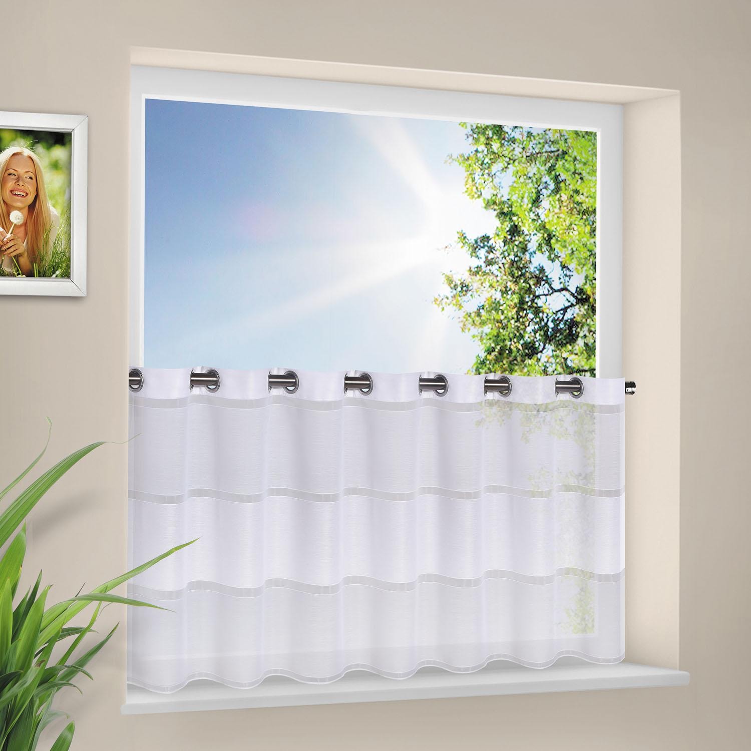 Image of Happy Home Scheibengardine "HARLOTTA" Ösen 1 Stk. tlg. HxB: 53x140, Webware "Made in Germany"