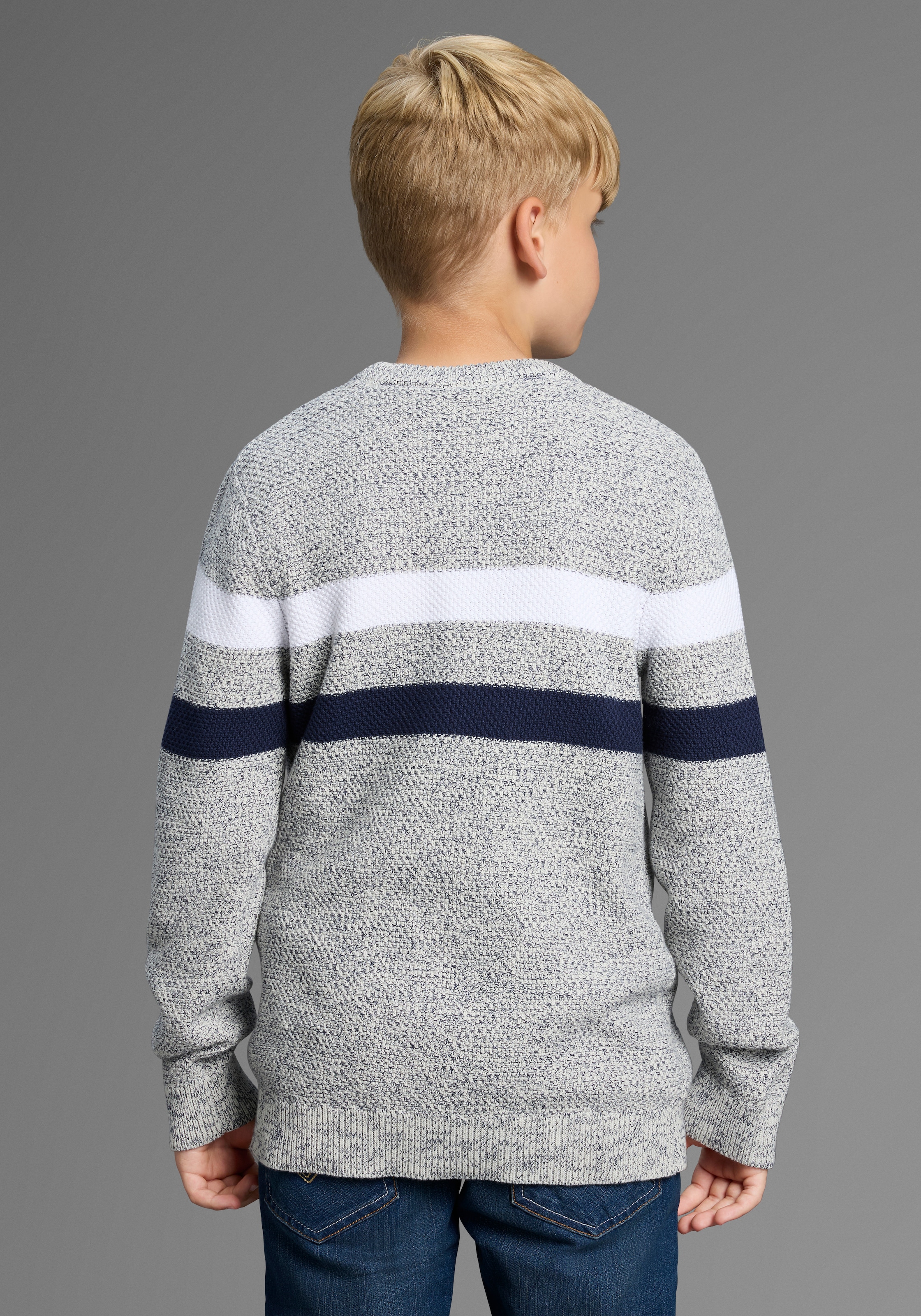 Bruno Banani Pull en tricot »Ringelpullover in modischer Strickstruktur« NEU: BRUNO BANANI für TEENS! Pullover in Melangeware