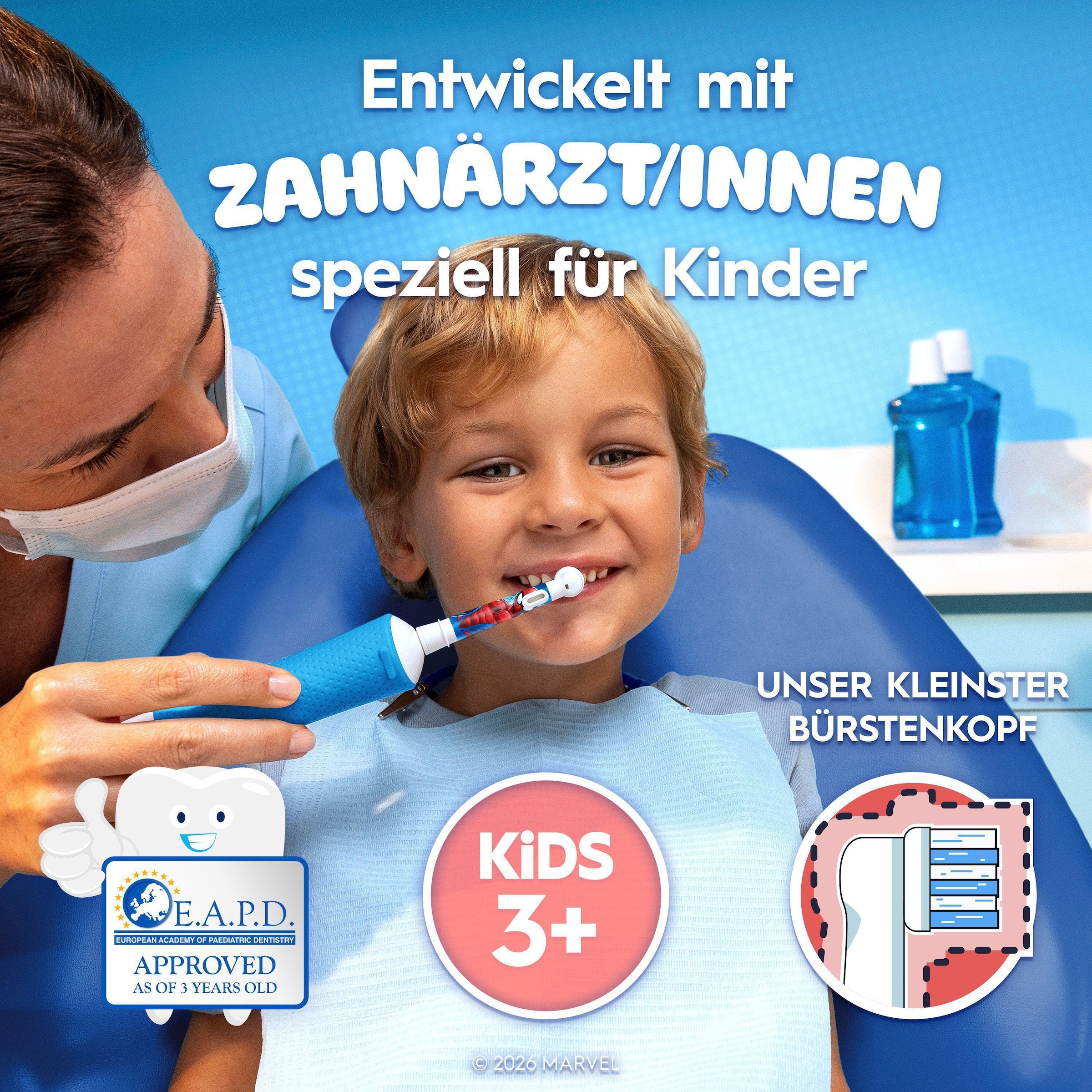 Oral-B Brosse à dents électrique »Pro Kids Spiderman« 1 cuis Aufsteckbürsten für Kinder ab 3 Jahren