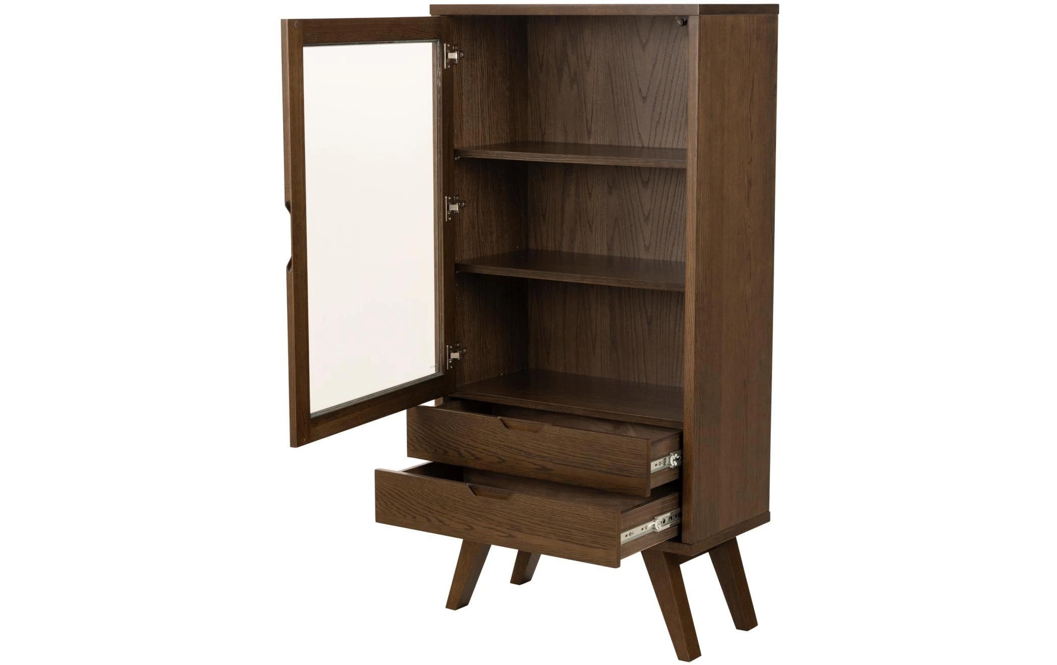 AC Design Vitrine »A-Line 72 x 36 x 145 cm« Skandinavische Vitrine mit weiss pigmentiertem Eichenfinish