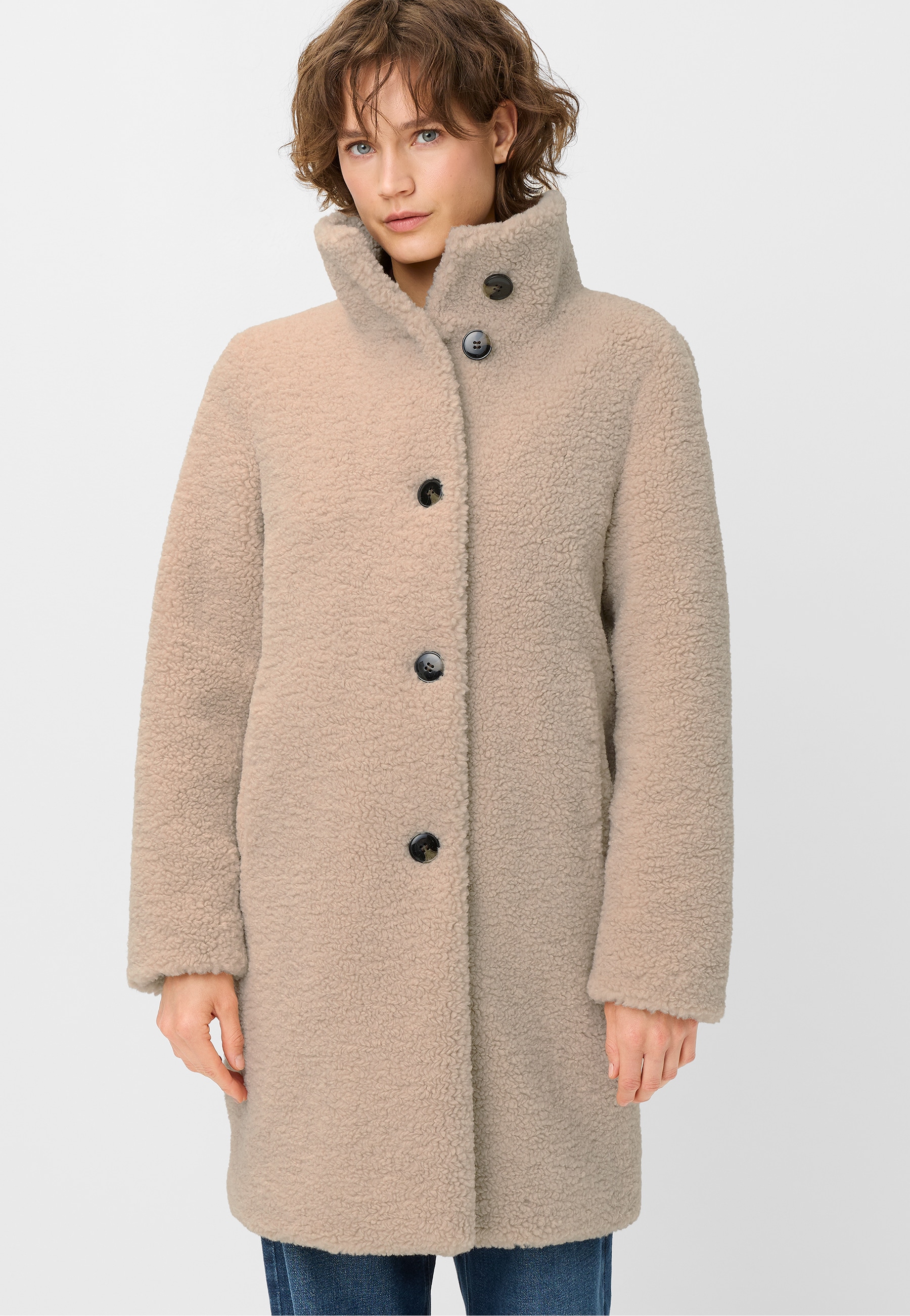 Image of Fuchs Schmitt Fellimitatmantel Stehkragen, Regular Fit