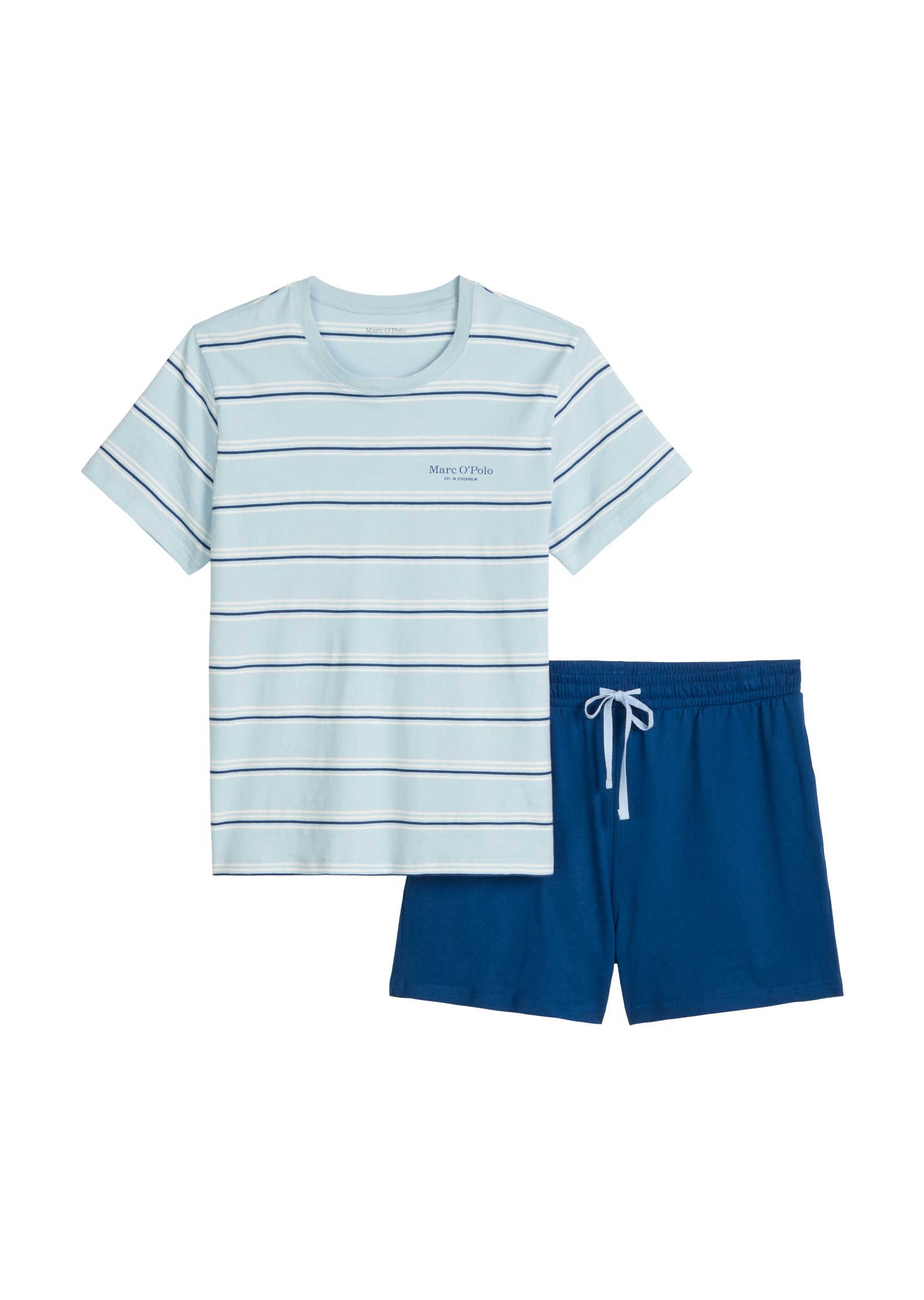 Marc O'Polo Shorty »Mix N Match Cotton« 2 pièces mit kurzem Arm und Rundhalsausschnitt, Hose mit Gummizug und Bindeband