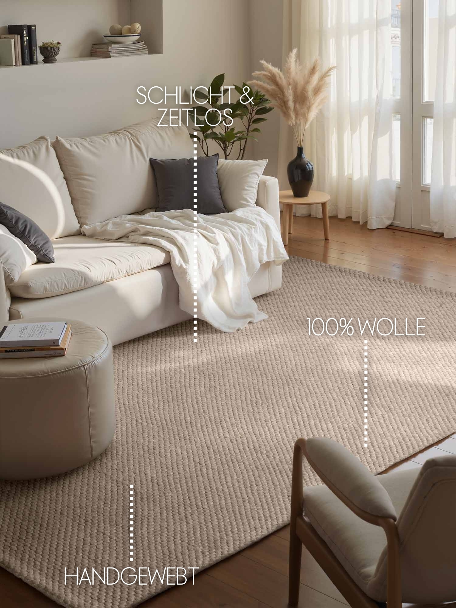 ELLE DECORATION Wollteppich »Beans« rechteckig 10 mm Höhe Handweb Teppich Wolle, Perlenstruktur, Wohnzimmer, Schlafzimmer, Flur
