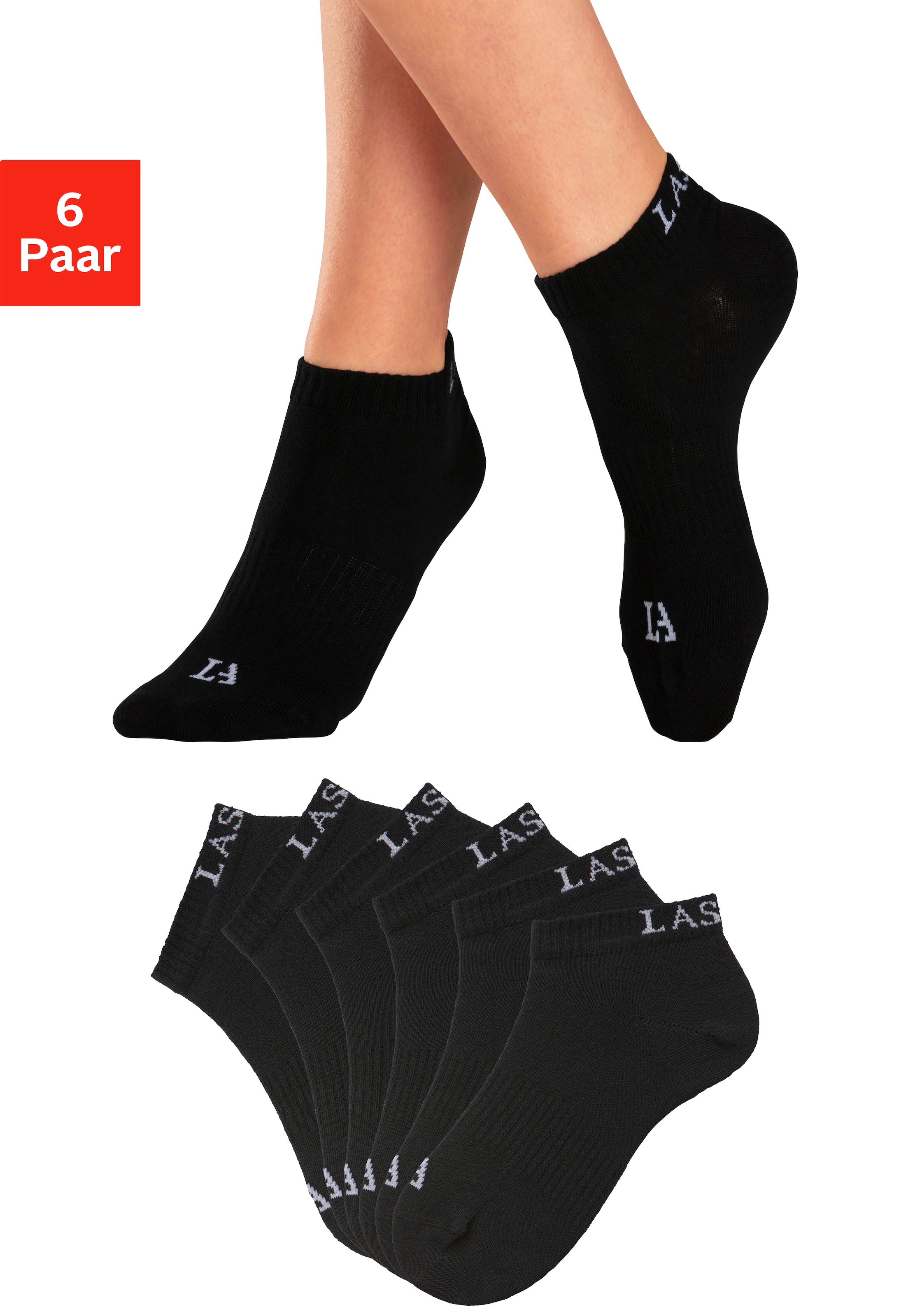 Sneakersocken, (Packung, 6 Paar), mit eingestricktem Marken Logo