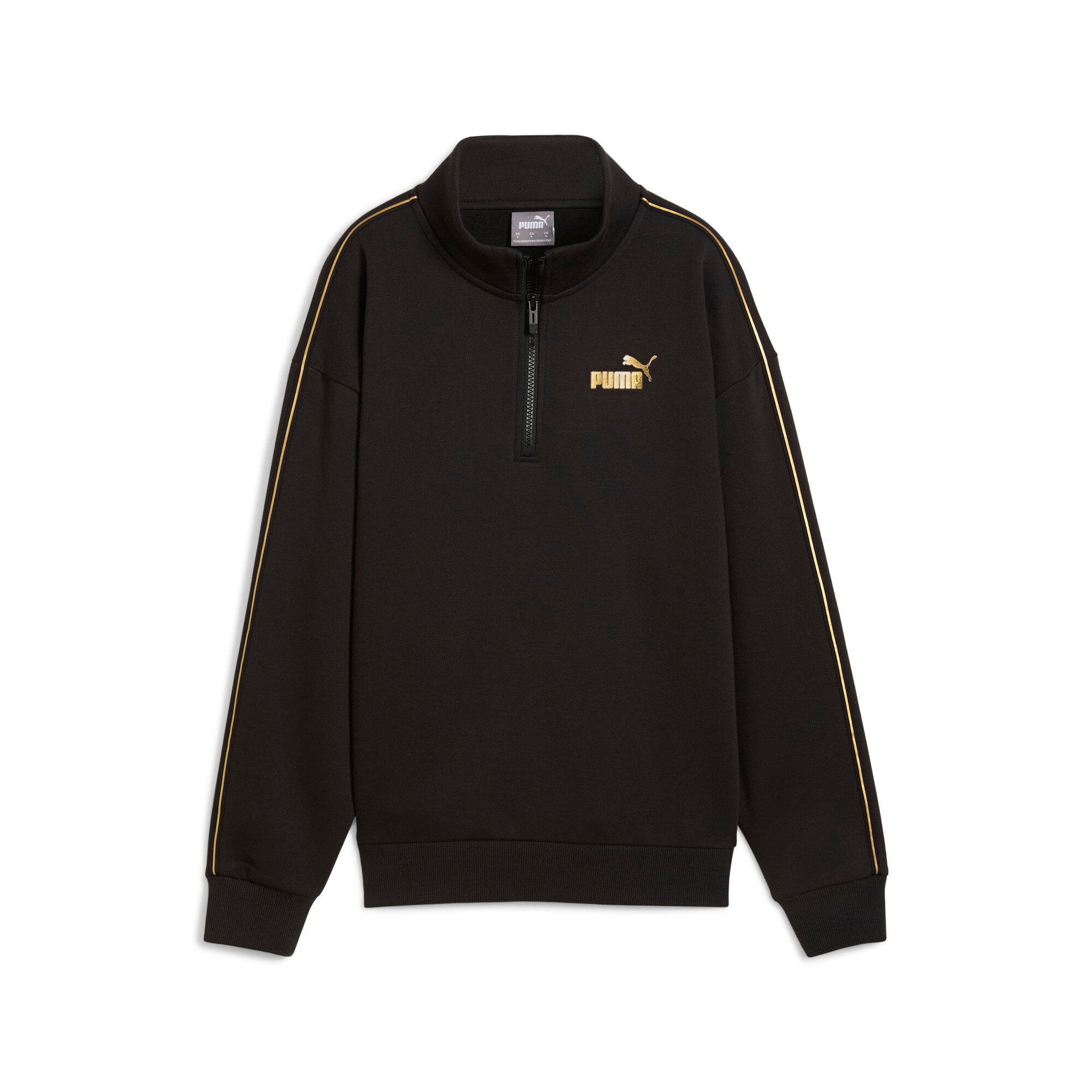 Image of PUMA Langarmshirt "ESS TAPE MINIMAL GOLD HALF-ZIP MOCK NECK FL" Comfort Fit, mit Reissverschluss, mit Stehkragen, mit Folienaufdruck