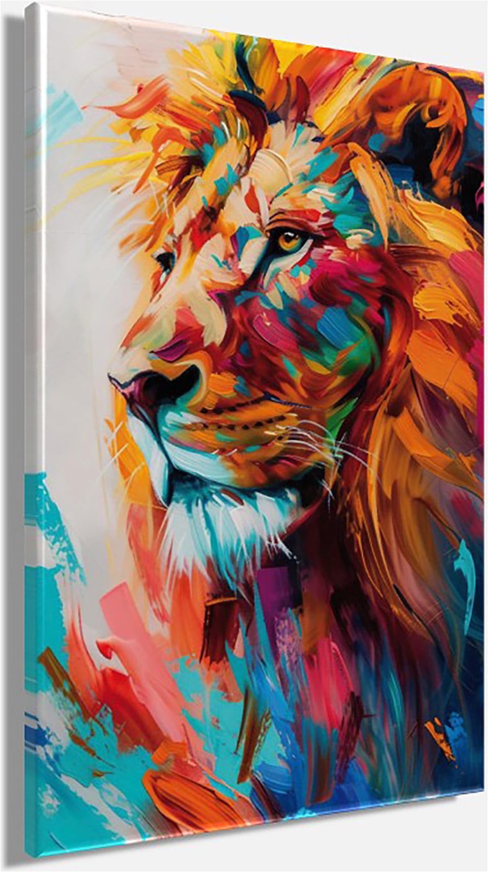 Bönninghoff Leinwandbild »Wandbild BUNTER LÖWE 78x118 cm – Leinwandbild Keilrahmen Deko modern« Kunst | Löwe | Löwen | Pop Art | Raubkatzen | Tiere 1 Stk. tlg. auf Keilrahmen gespannt