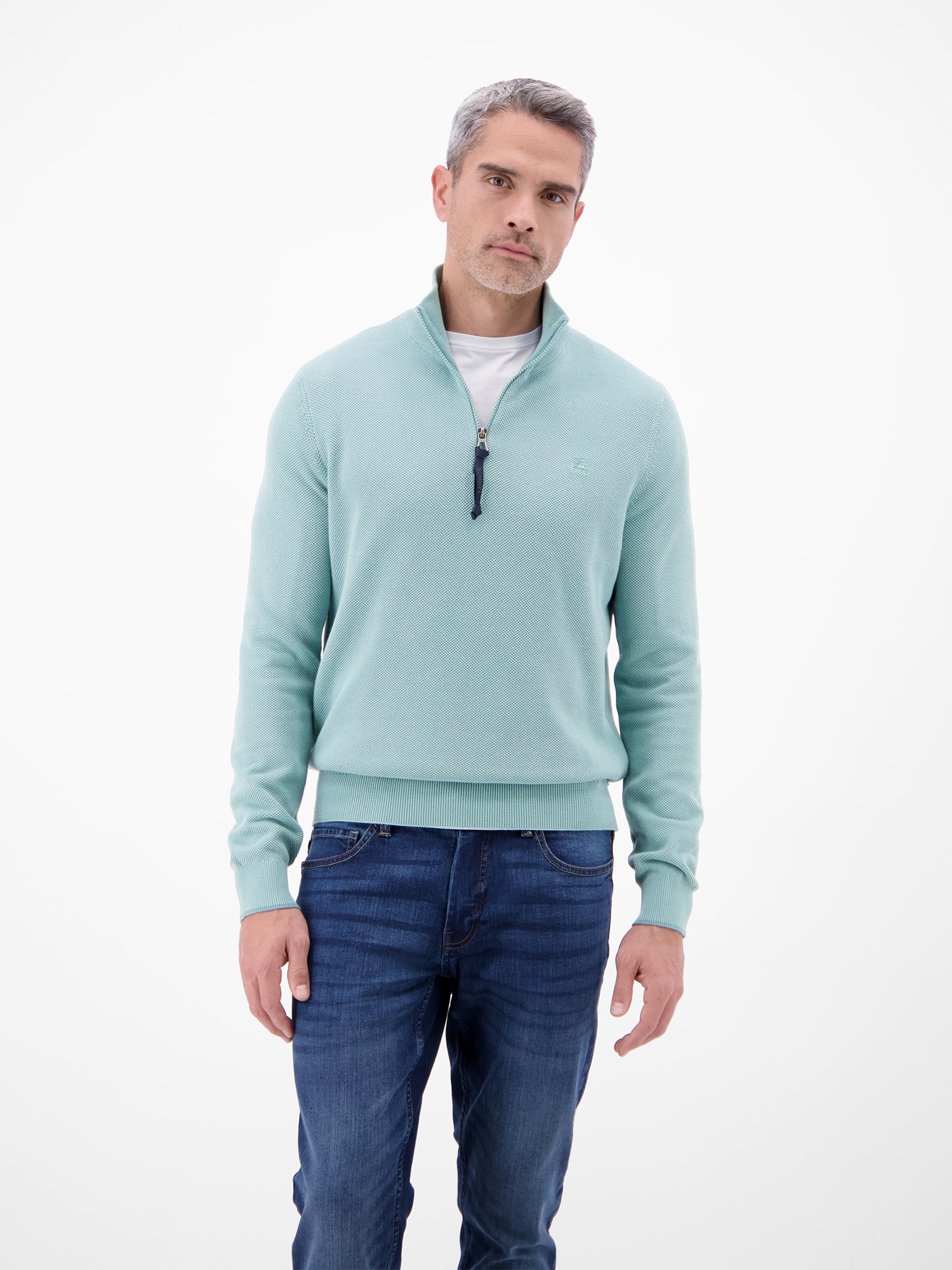 Image of LERROS Sweatshirt "Troyer in Strukturqualität", Herrensweatshirt aus 100% Baumwolle & Troyer-Kragen mit Reissverschluss