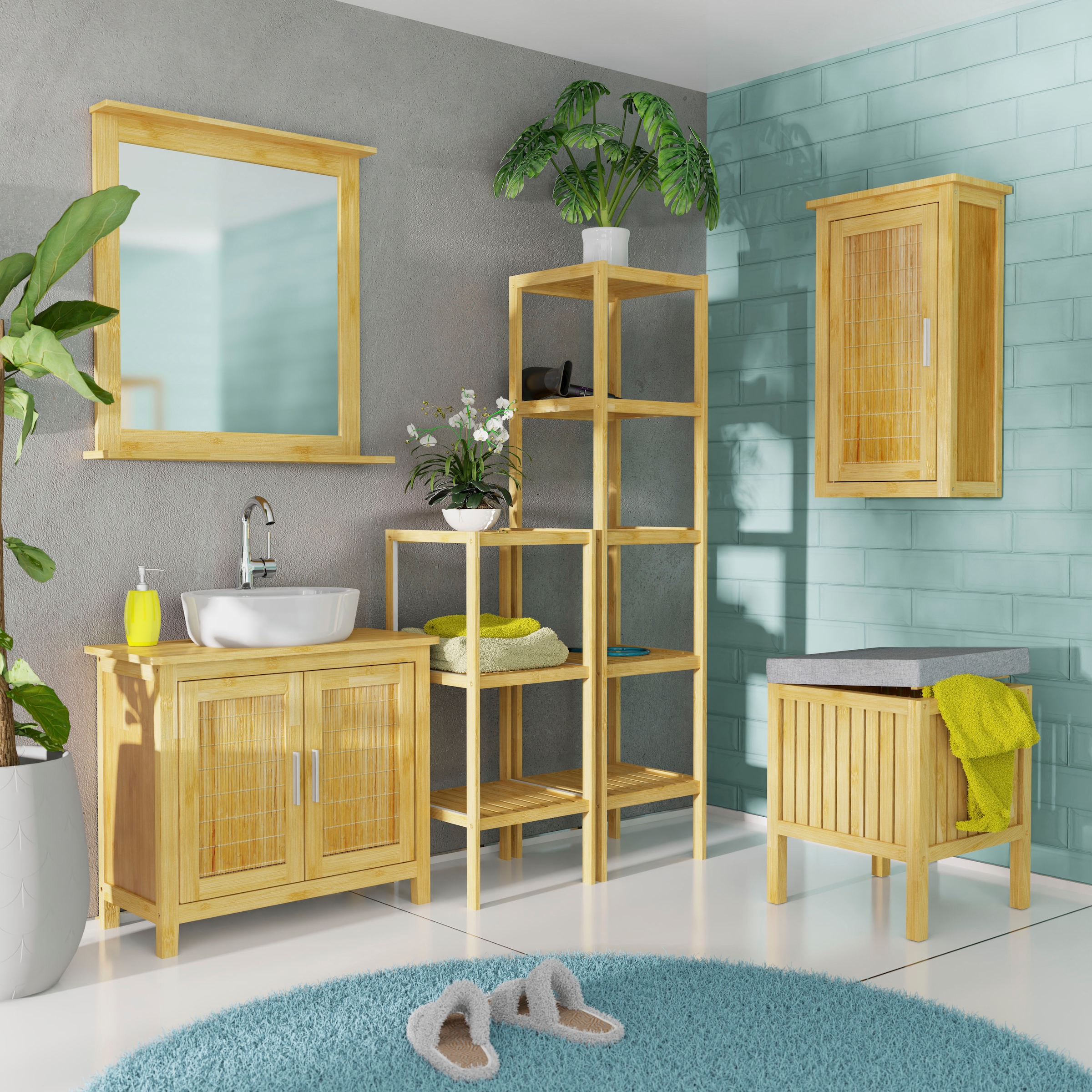 Hängeschrank die Badezimmerschrank schmal nachhaltige bequem Eisl Bambus Wand, kaufen »Bambus«, für Badmöbel