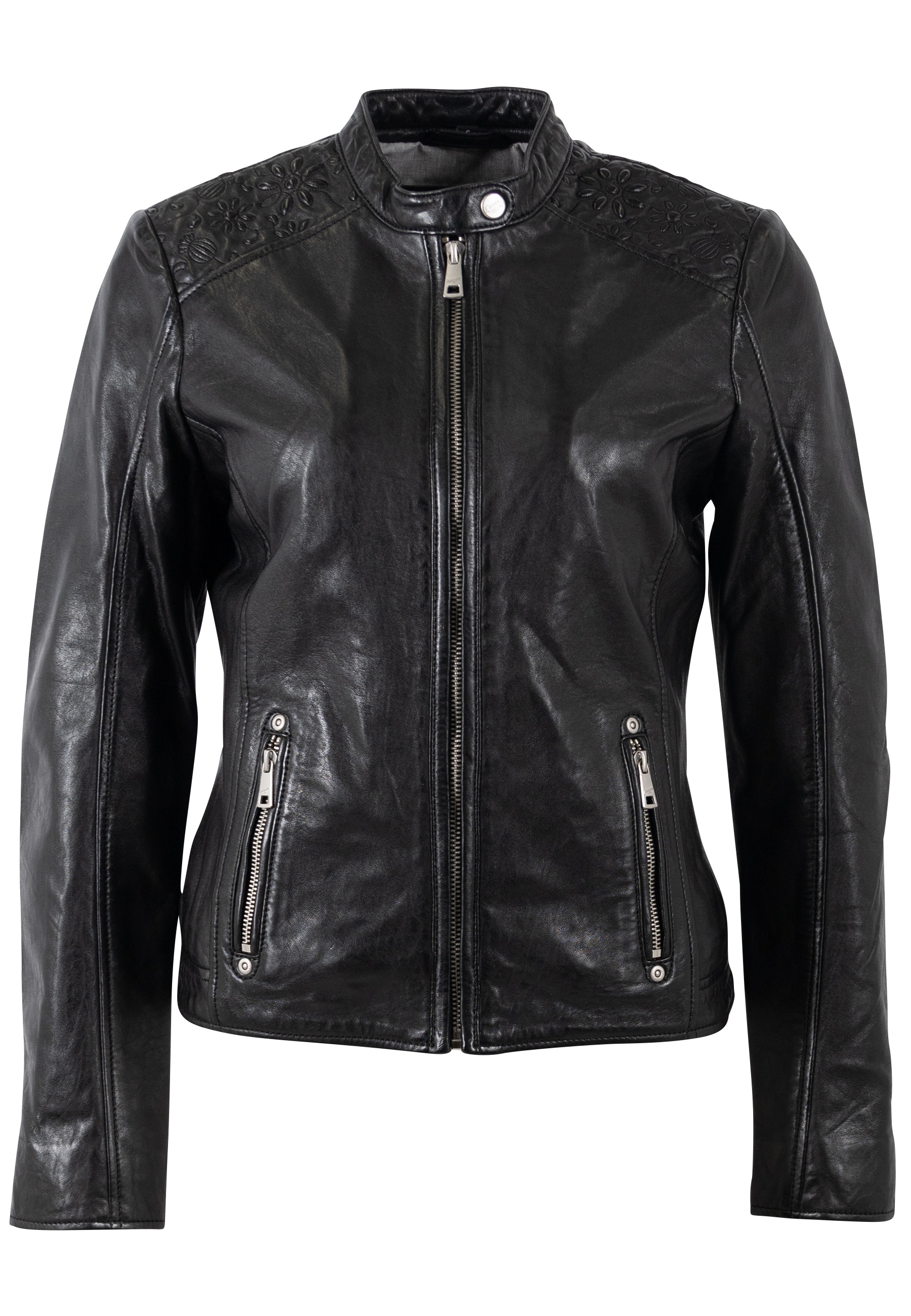 Mauritius Lederjacke »MWMabou« Bikerjacke mit dekorativer Schulterpartie
