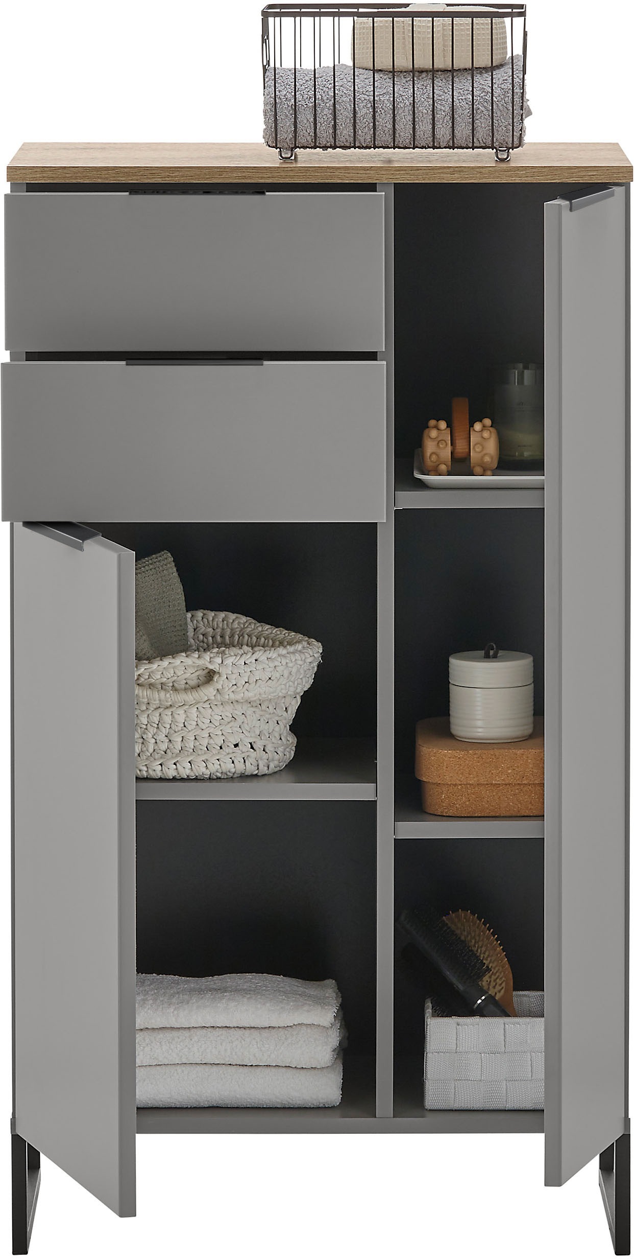 BASIC by Balculina Armoire intermédiaire »Denver Midischrank, Badezimmerschrank BxHxT 60x106x32« 1 cuis tlg. largeur 60 cm, porte montable à gauche/droite, softclose