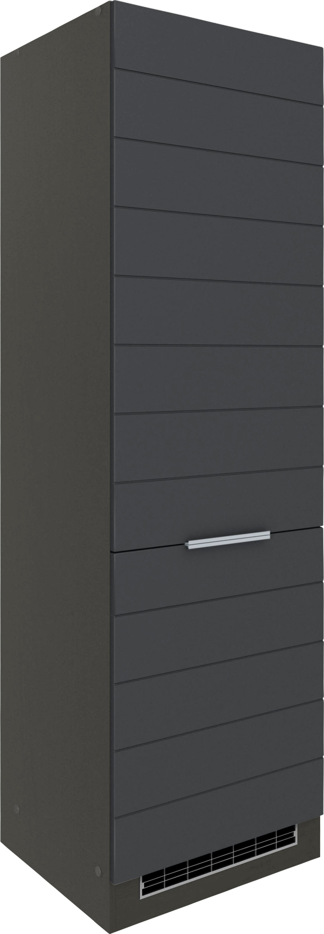 KOCHSTATION Kühlumbauschrank "KS-Luhe" 60 cm breit, hochwertige MDF-Fronten mit waagerechter Lisene