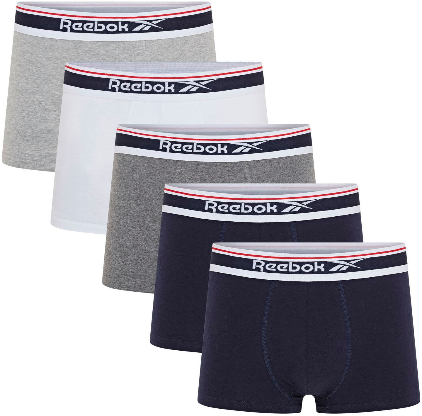 Reebok Boxer »JAY« 5er Pack,  basic, bequem, weich, mit Logo, breiter Bund, Baumwollmix