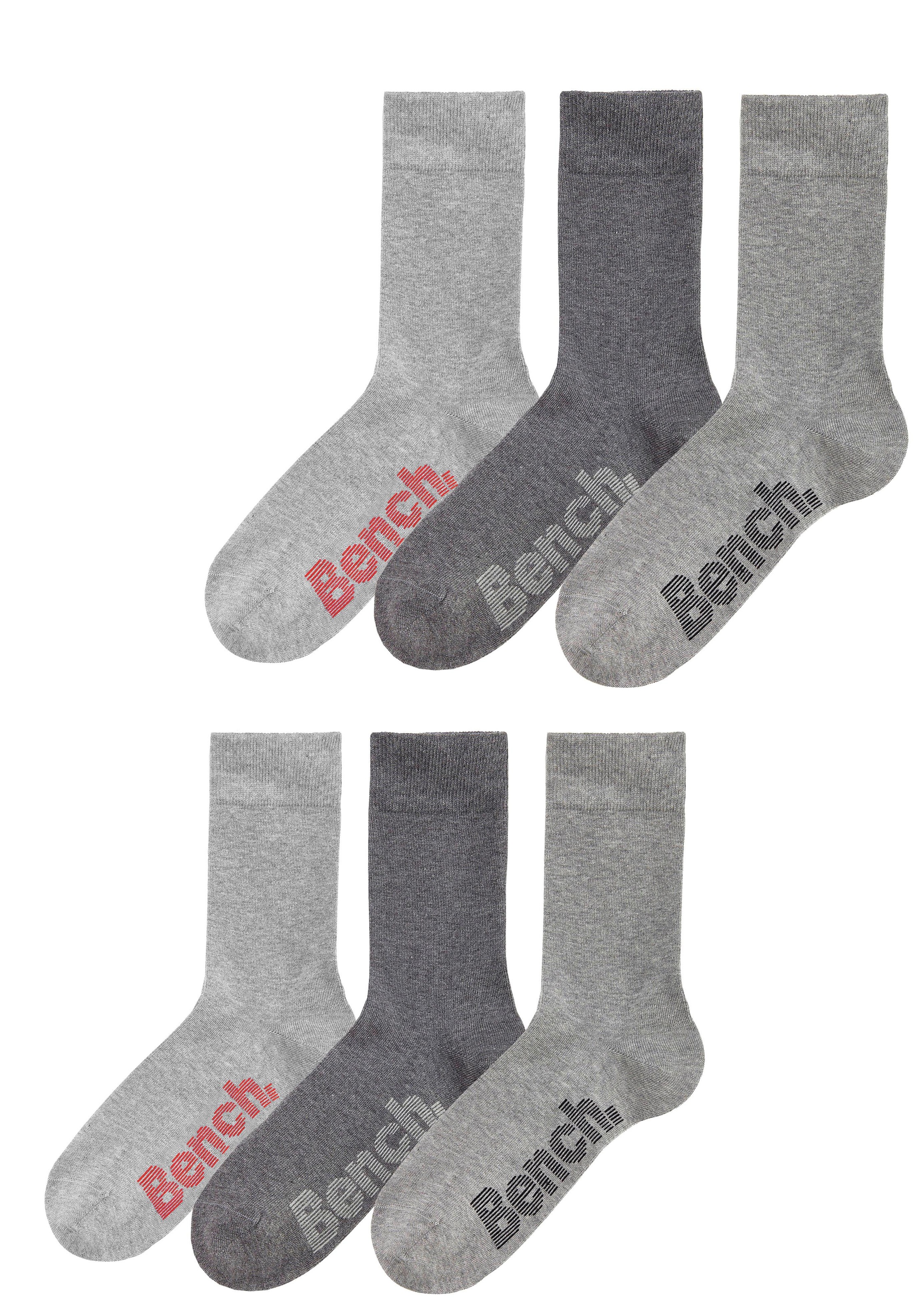 Bench. Socken "Damen Herren Basic Socken für Freizeit und Alltag" Box, 6 Stk. tlg. in der praktischen Box mit verschiedenfarbigen Logos