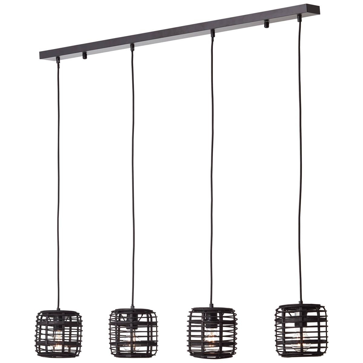 Brilliant Pendelleuchte »Crosstown«, 4 flammig, Leuchtmittel E27 | ohne Leuchtmittel, Hängelampe 4flg holz dunkel/schwarz