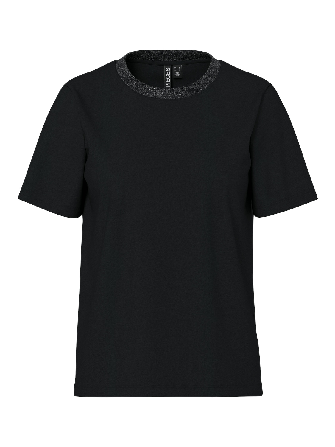 pieces T-shirt à manches courtes »PCRIA SS LUREX NECK TEE JRS NOOS BC« mit Glitzerdetail