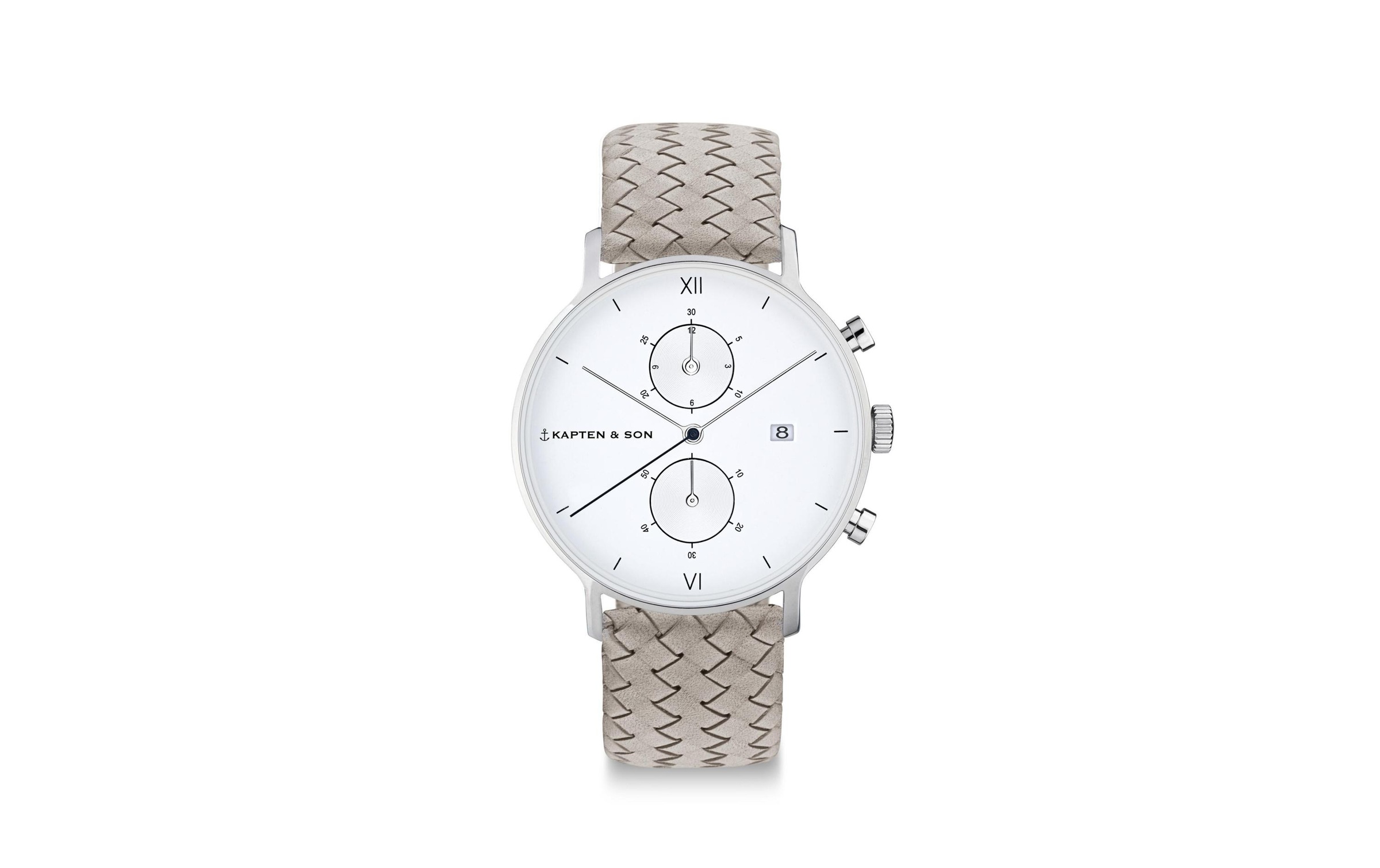 Image of Kapten & Son Chronograph »Chrono Woven Leather, Small Grau« bei Ackermann Versand Schweiz