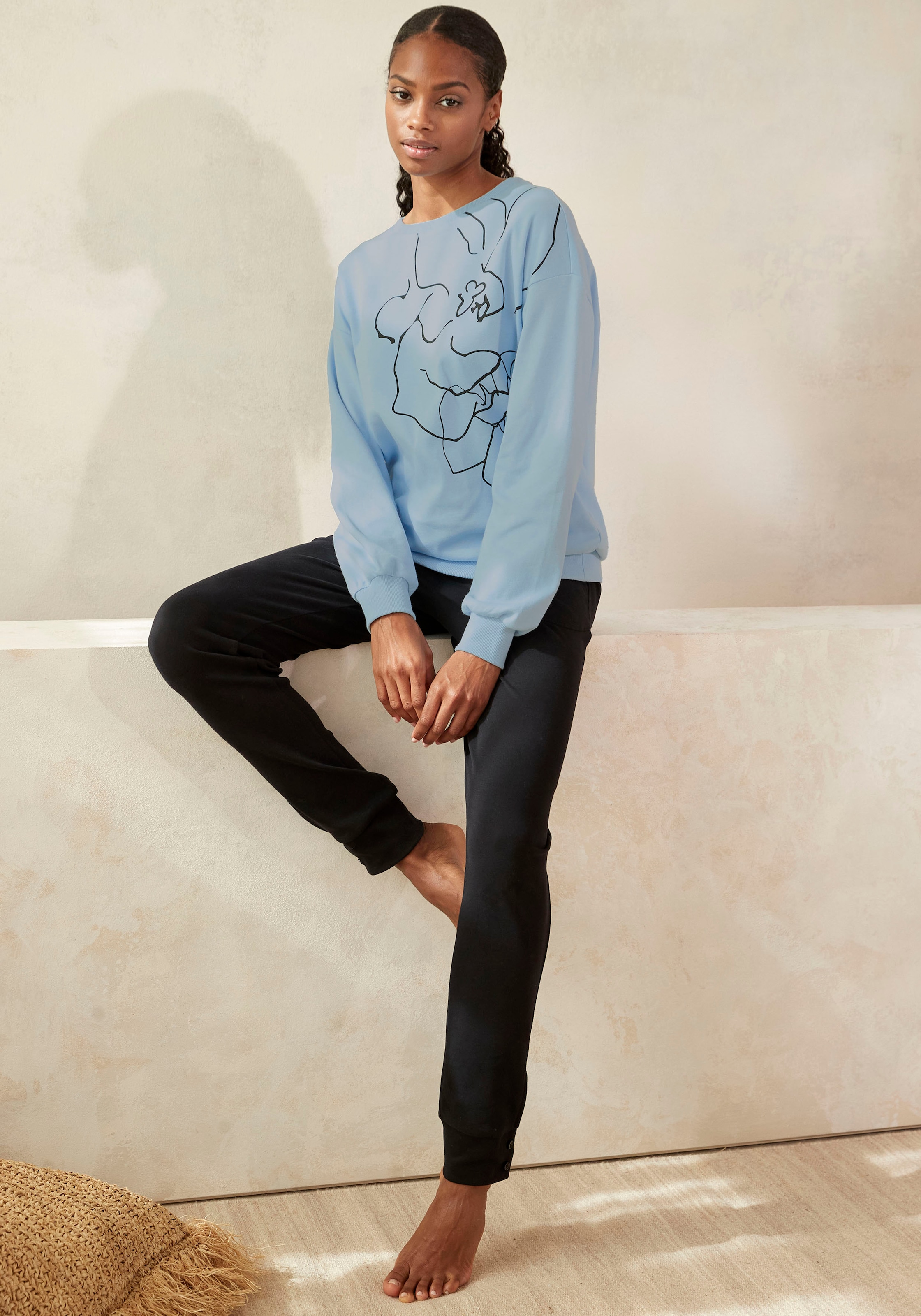 LASCANA Sweatshirt »-Loungeshirt«, mit Druck, Loungewear