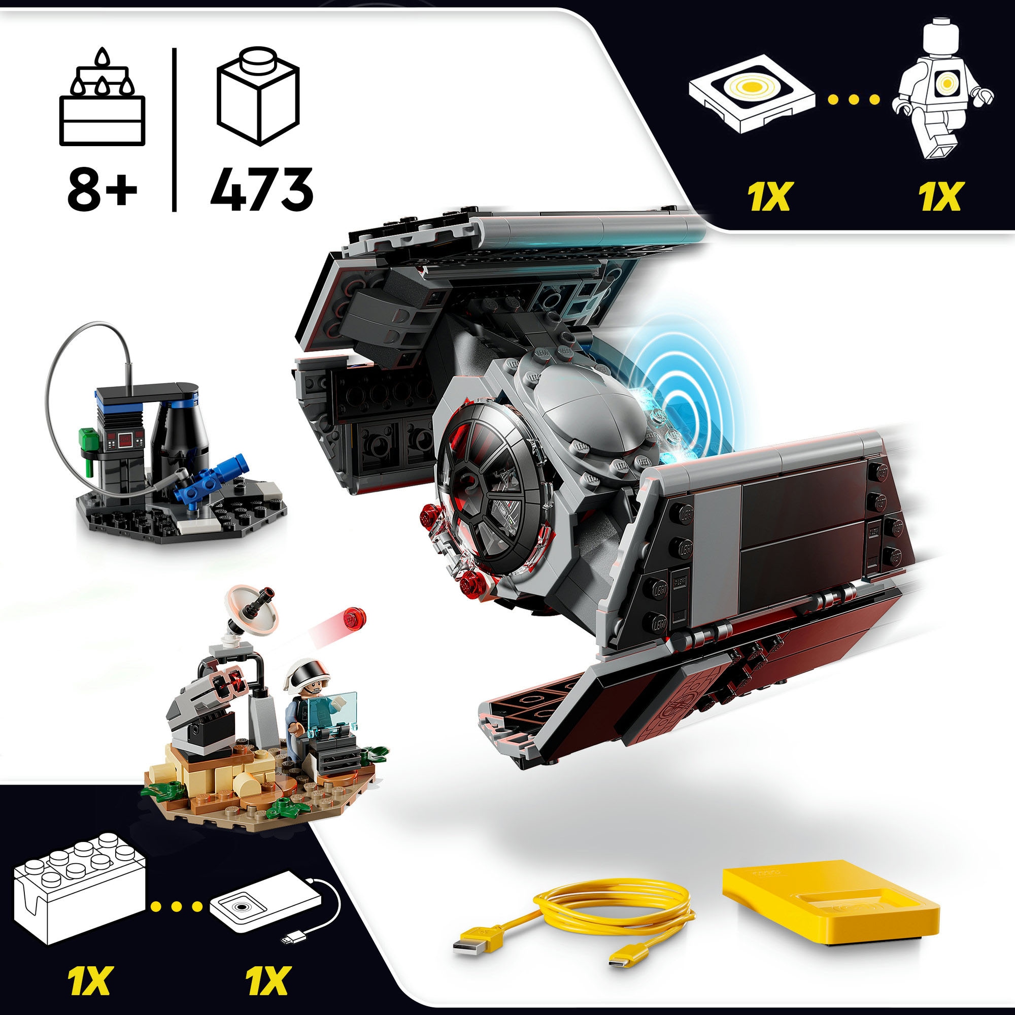 LEGO® Pions de construction »SMART Play: Darth Vaders TIE Fighter (75421), LEGO Star Wars™« inklusive SMART Brick; mit Licht- und Soundeffekten