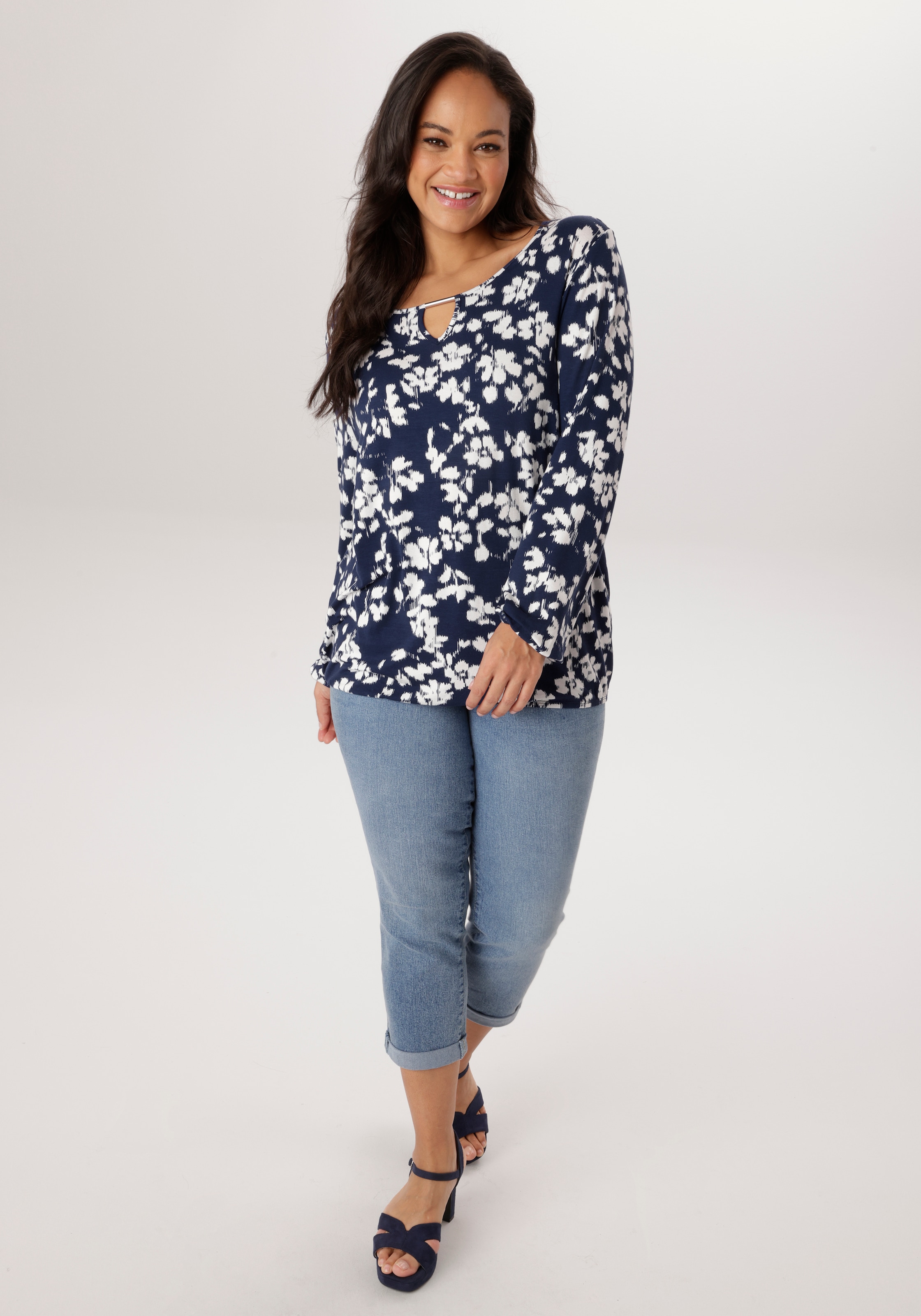 Aniston PLUS Langarmshirt aus weich fliessender Viskose - NEUE KOLLEKTION