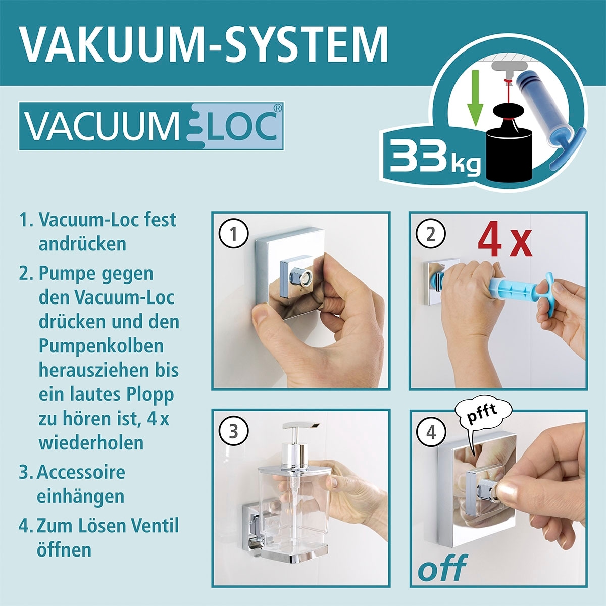 WENKO Eckregal »Vacuum-Loc Quadro«, 1 Etage