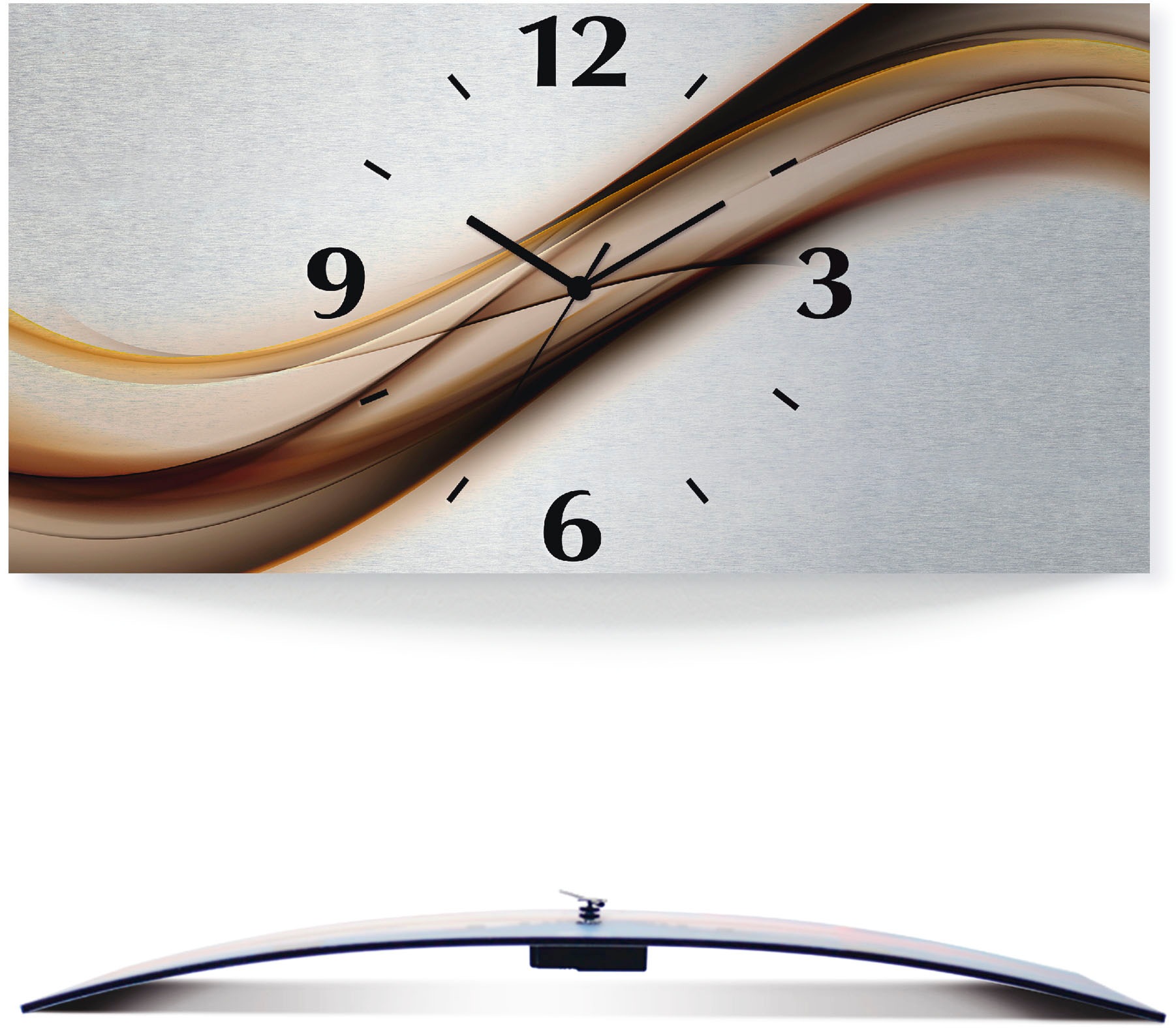 Image of Artland Wanduhr »Welle«, 3D Optik gebogen, silberfarben-metallic, lautlos, ohne Tickgeräusche, nicht tickend, geräuschlos - wählbar: Funkuhr o. Quarzuhr, moderne Uhr für Wohnzimmer, Küche etc. - Stil: modern bei Ackermann Versand Schweiz