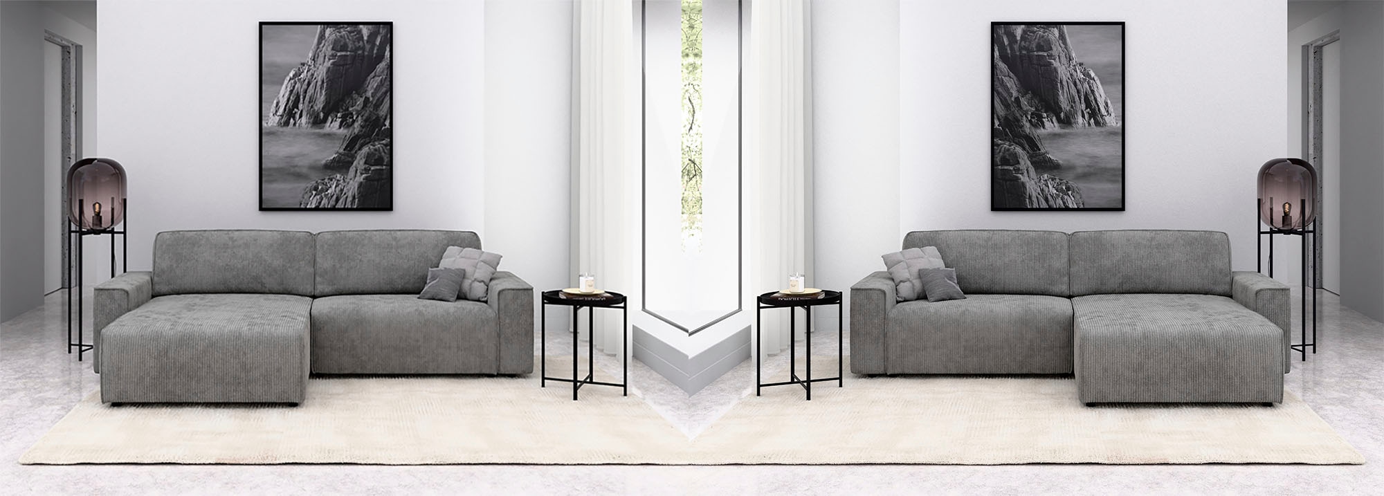 Home affaire Ecksofa »Chance, Recamiere beidseitig montierbar, Schlaffunktion, Breite 265 cm« in Struktur fein LINO, mit Schlaffunktion und Bettkasten