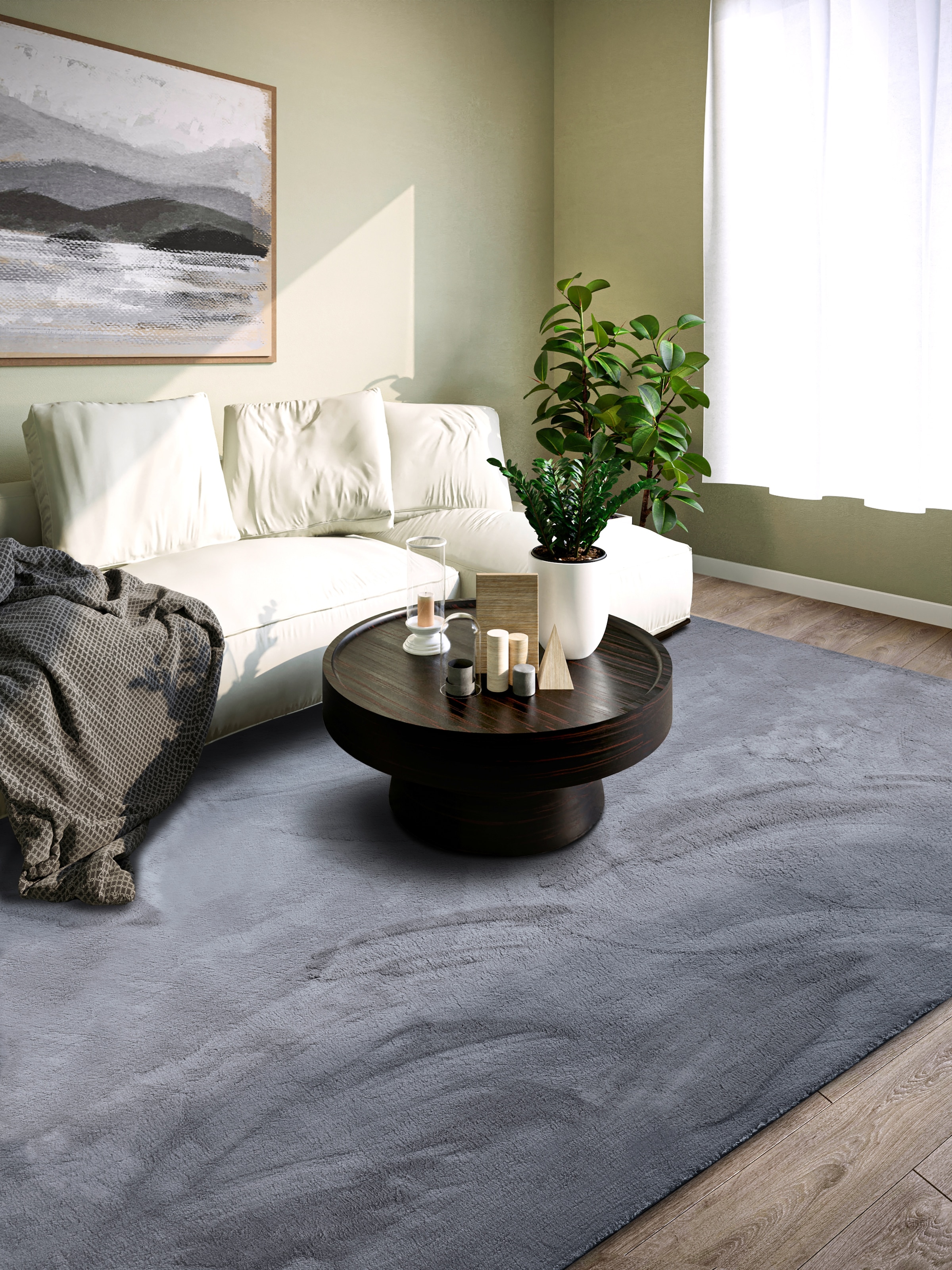 Villeroy & Boch Teppich »Leon« rechteckig 15 mm Höhe Langflor, Shaggy, uni, flauschig weich, glänzend, Kaninchenfell Haptik